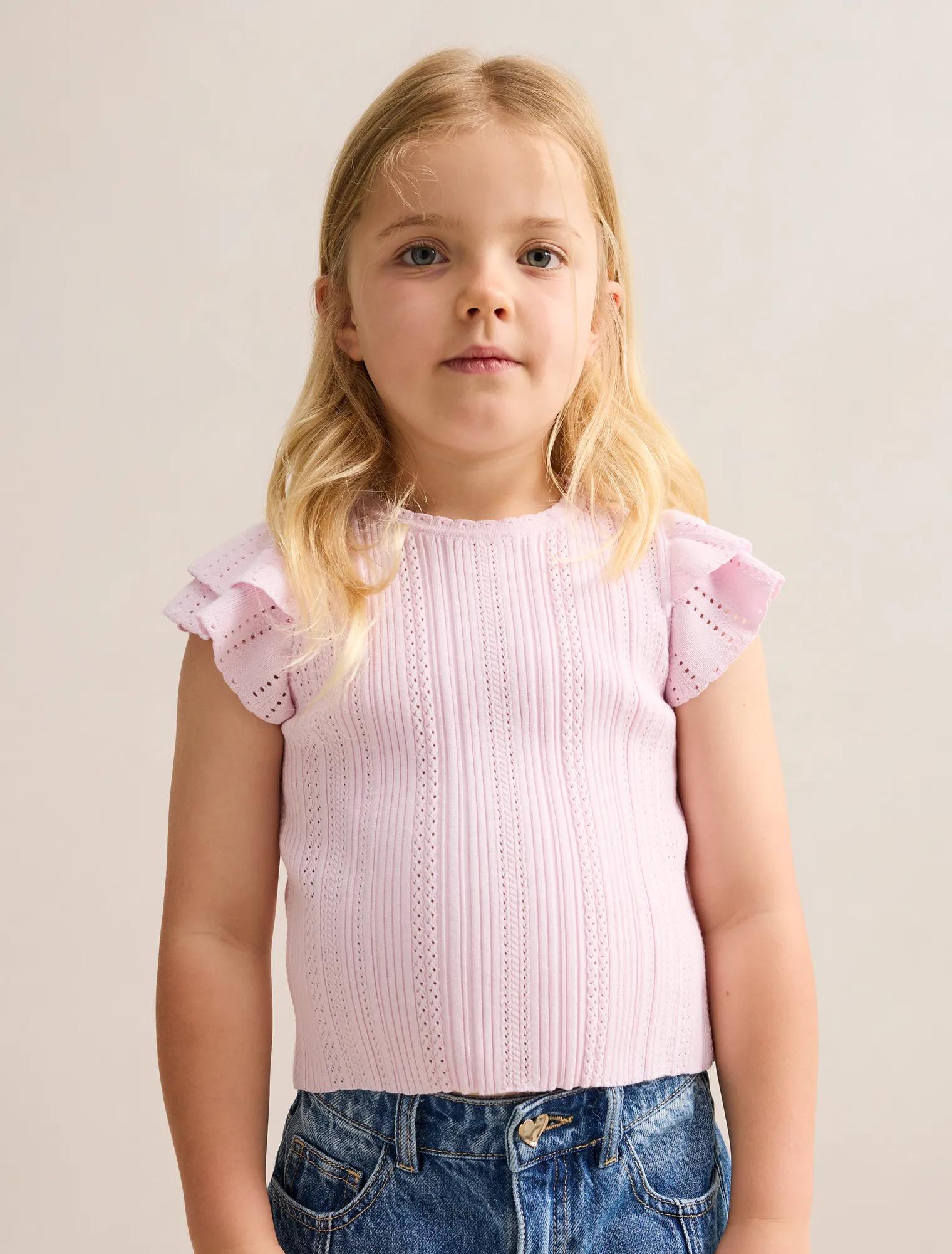 Danielle Girls Flutter Sleeve Knit Top Pink