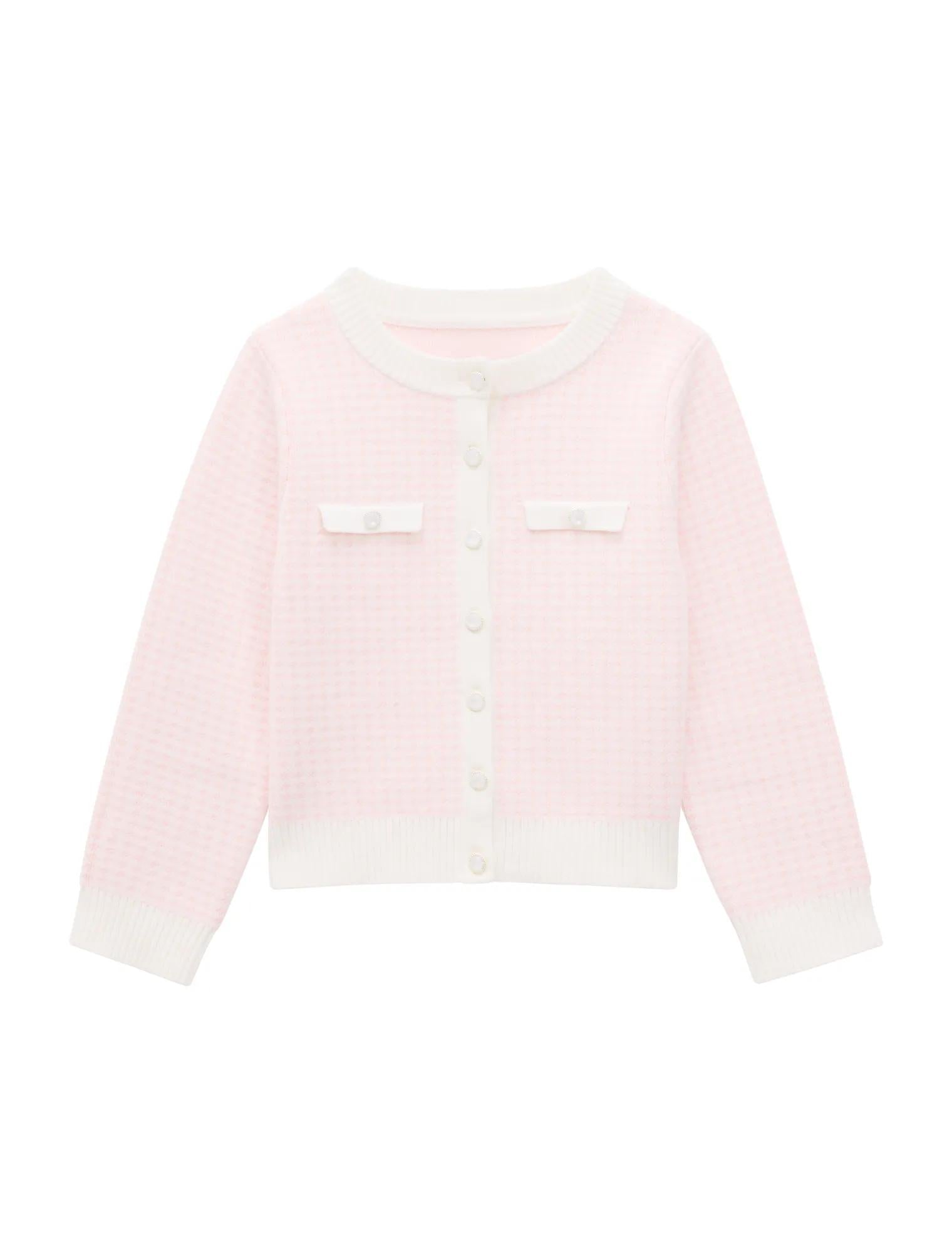 Blair Girls Houndstooth Cardigan Pink