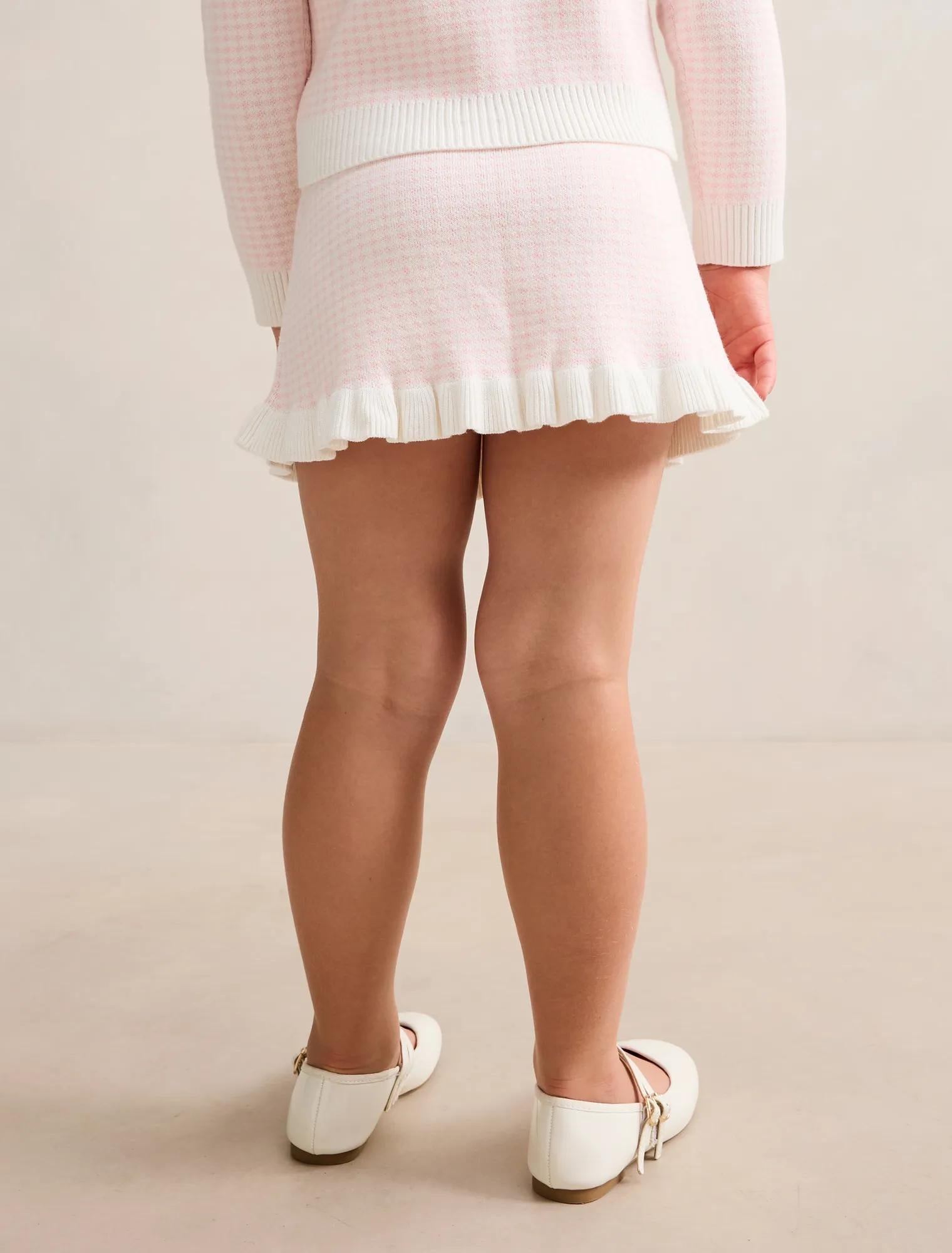 Blair Girls Houndstooth Frill Skirt Pink