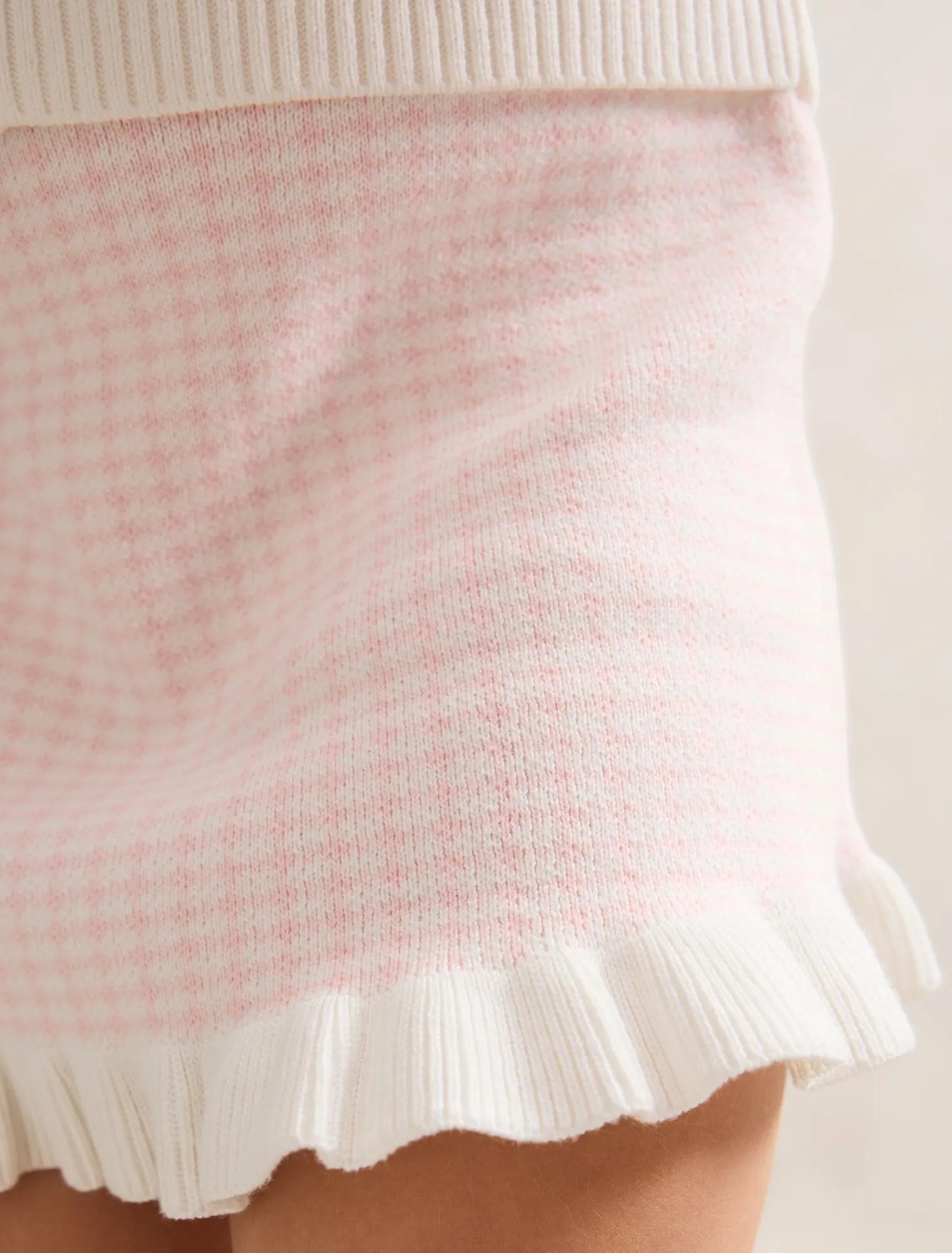 Blair Girls Houndstooth Frill Skirt Pink