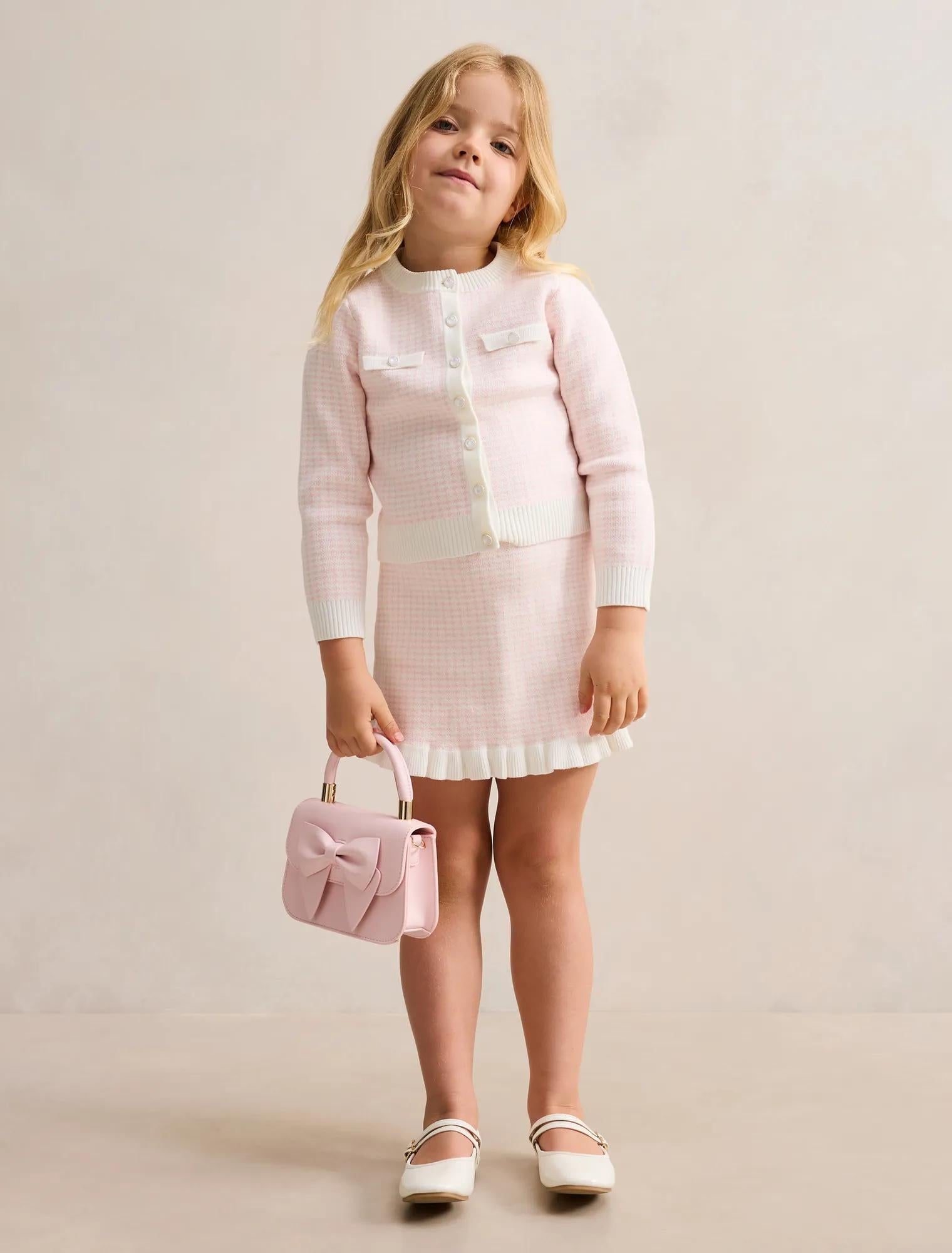 Blair Girls Houndstooth Frill Skirt Pink