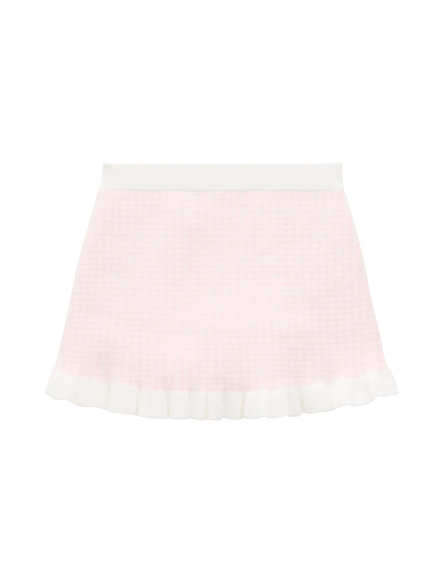 Blair Girls Houndstooth Frill Skirt Pink