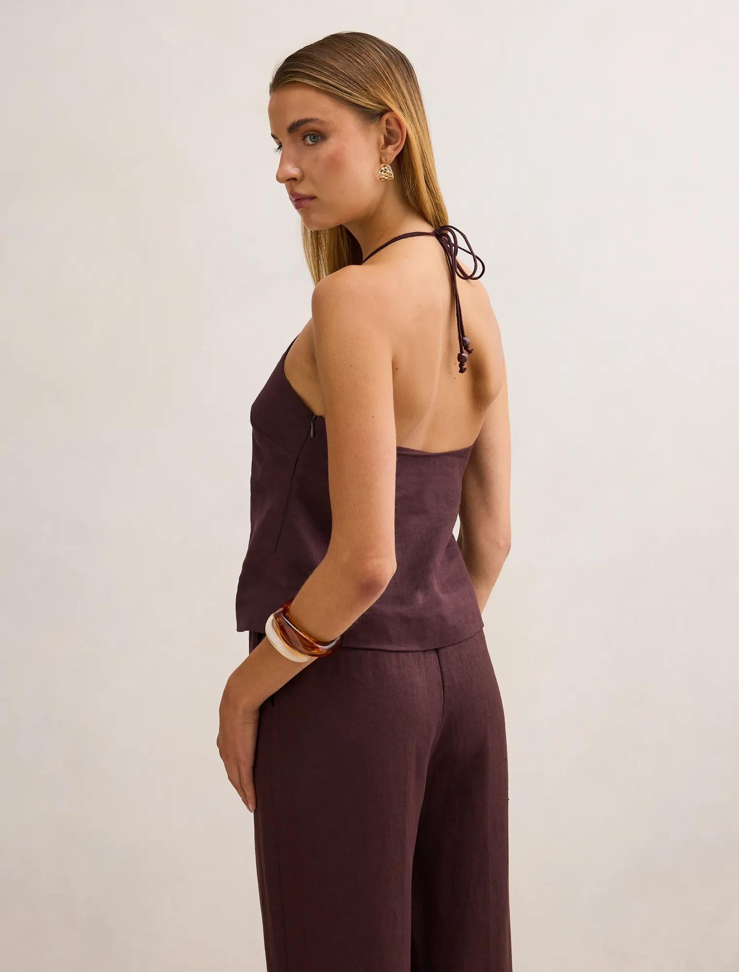Hallie Halter Top Dark Chocolate