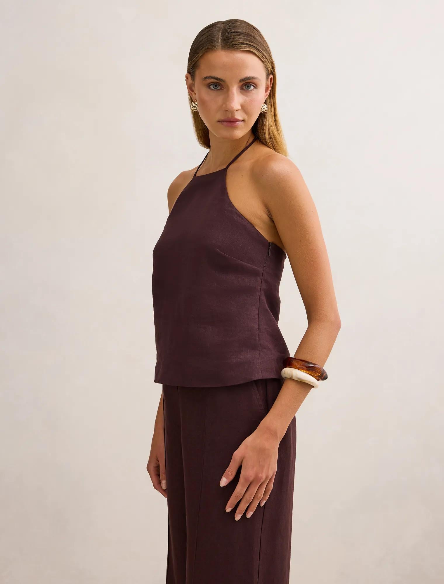 Hallie Halter Top Dark Chocolate