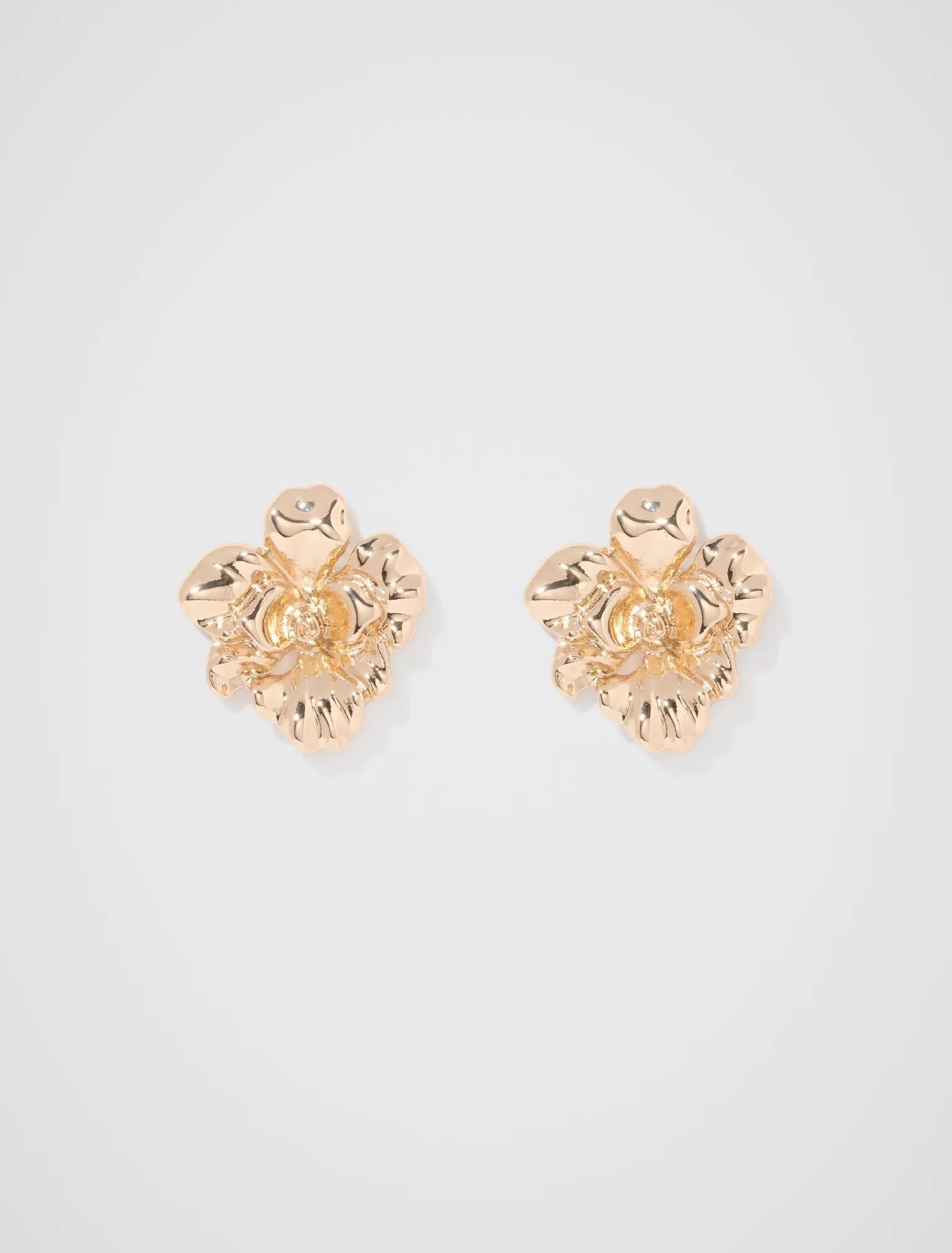 Callie Orchid Metal Earrings Gold