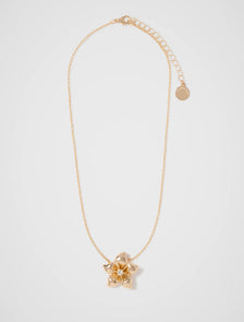 Destiny Flower Pendant Necklace Gold/Crystal_mannequin