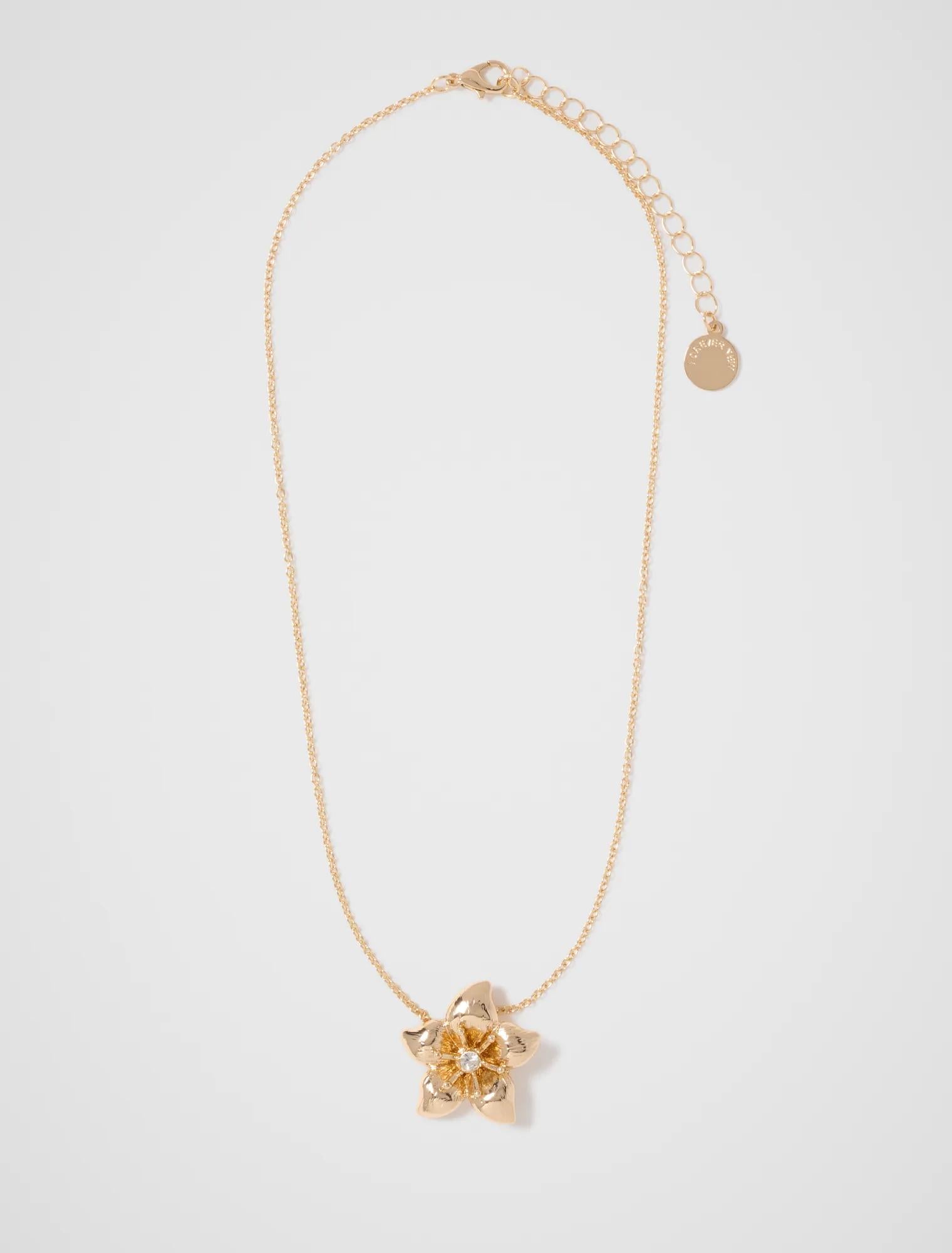 Destiny Flower Pendant Necklace Gold/Crystal_mannequin