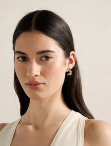 Signature Poppy Panel Small Hoop Earrings Gold