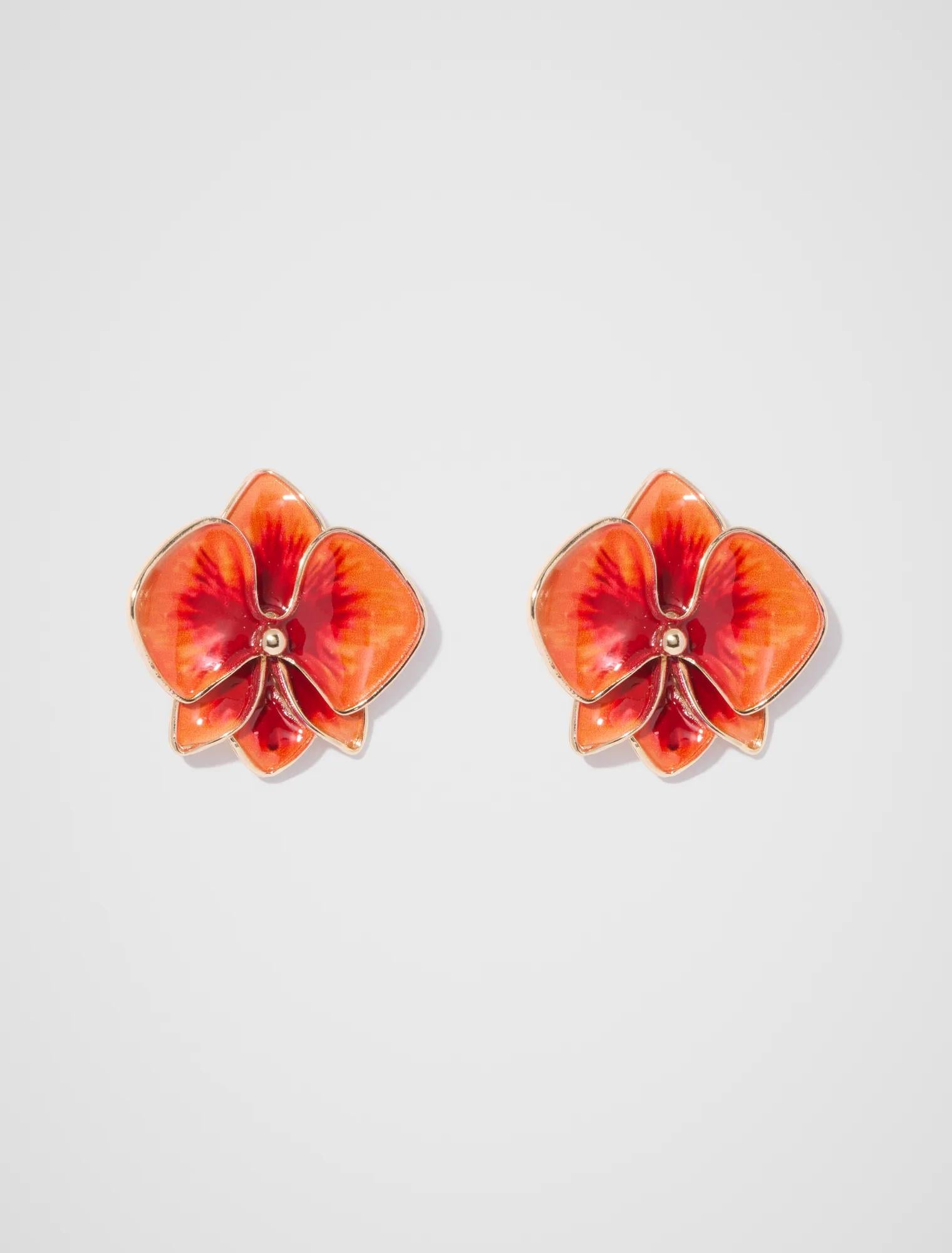 Signature Orchid Enamel Earrings Orange_mannequin