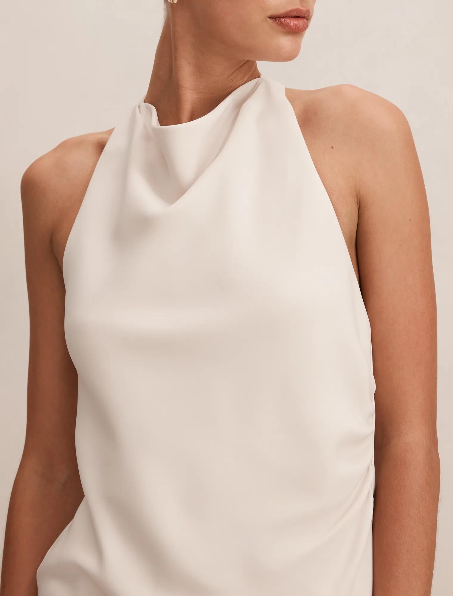 Evelyn Halter Backless Top Oat Milk
