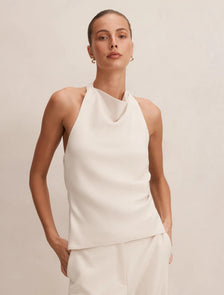 Evelyn Halter Backless Top Oat Milk