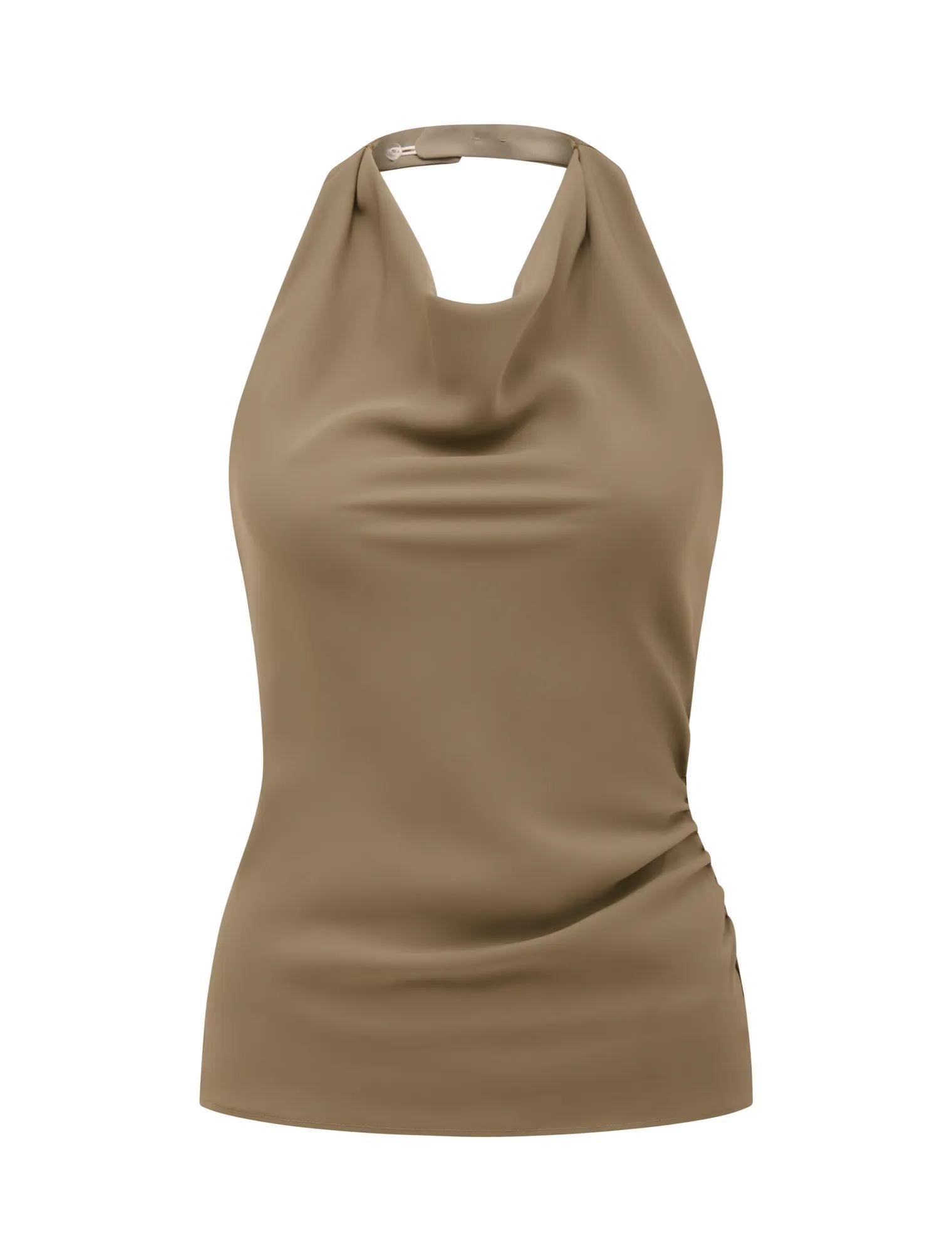 Evelyn Halter Backless Top Soft Pebble Set