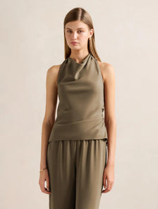 Evelyn Halter Backless Top Soft Pebble Set