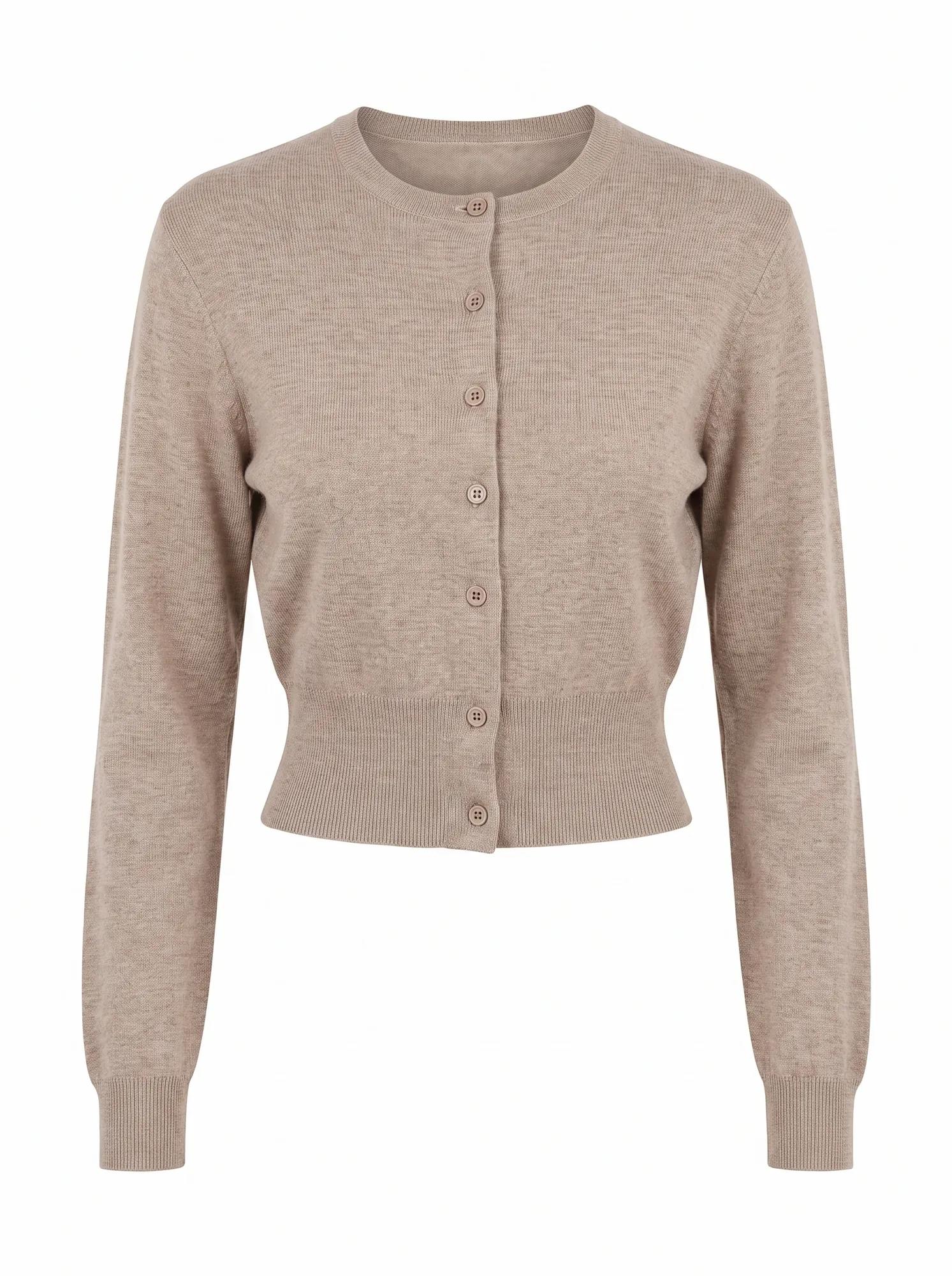 Poppy Crew Neck Cardigan Neutral Mocha_mannequin