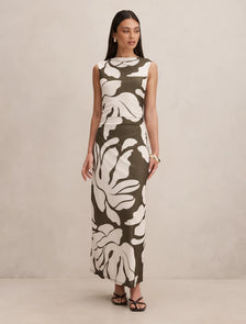 Allegra Mesh Midi Dress Ravina Abstract