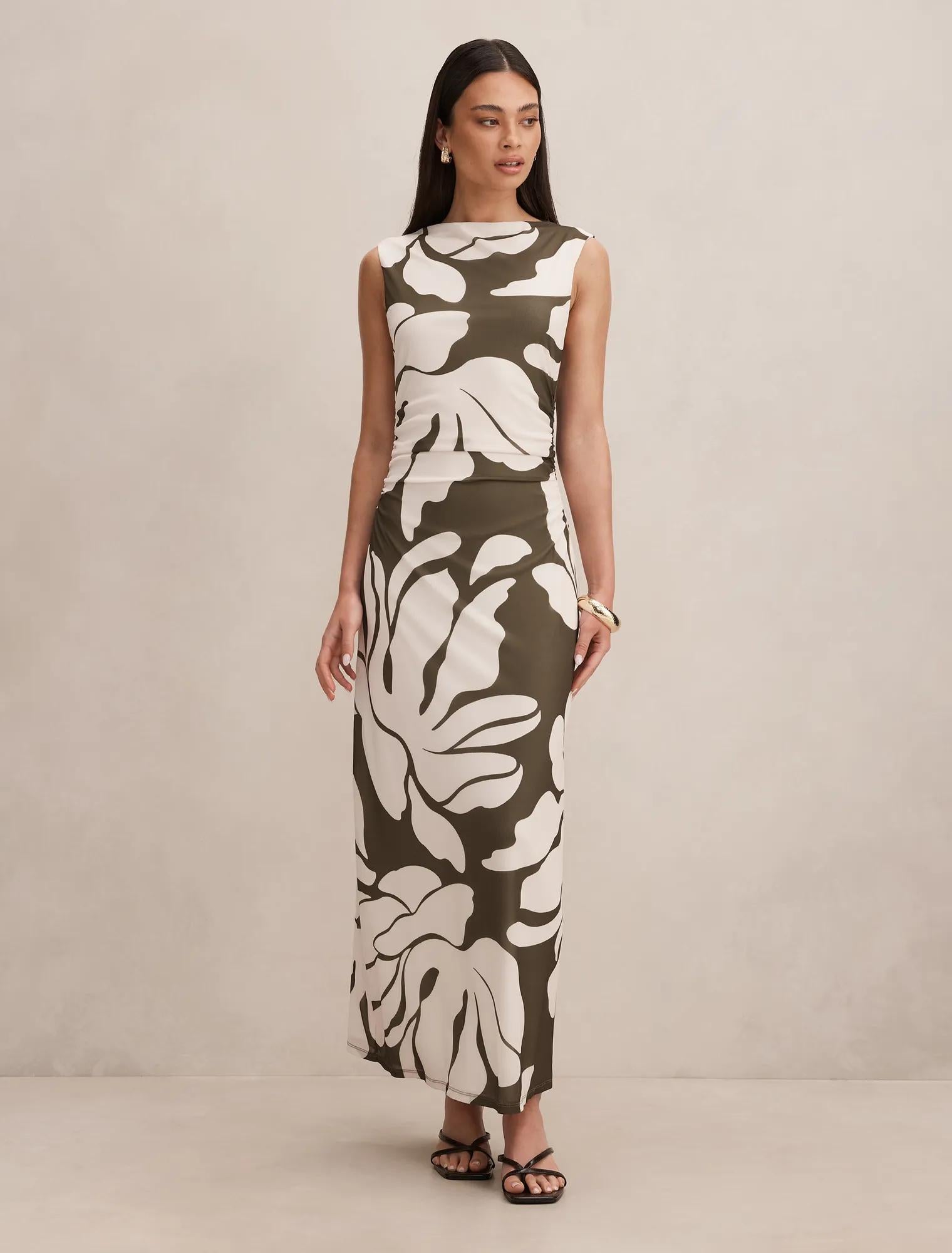 Allegra Mesh Midi Dress Ravina Abstract