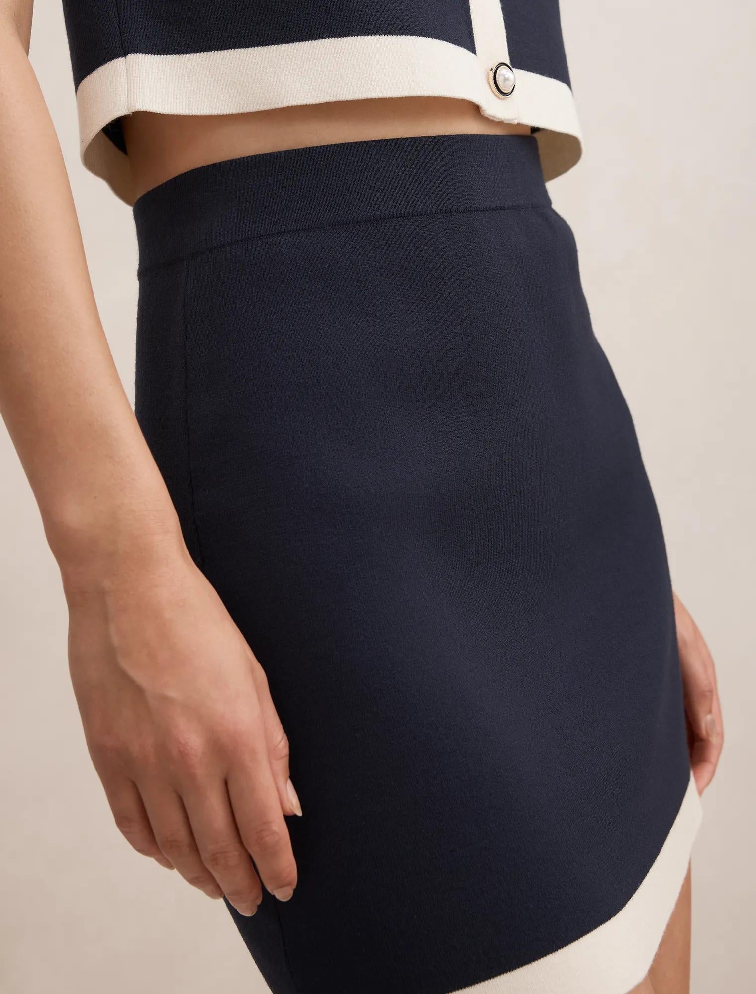 Farah Knitted Mini Skirt Navy/White Co-ord