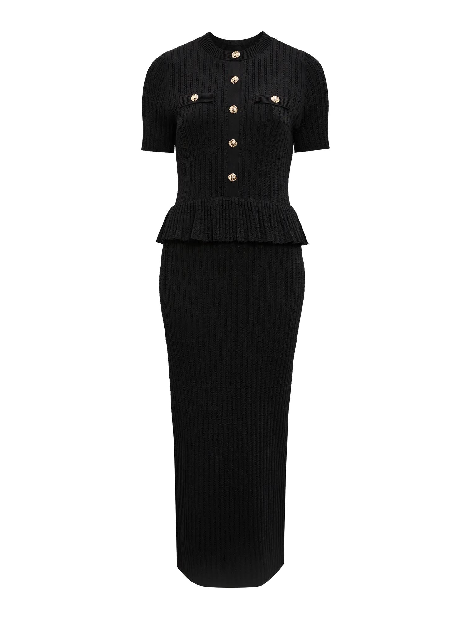 Tahlina Stitch Interest Midi Dress Black