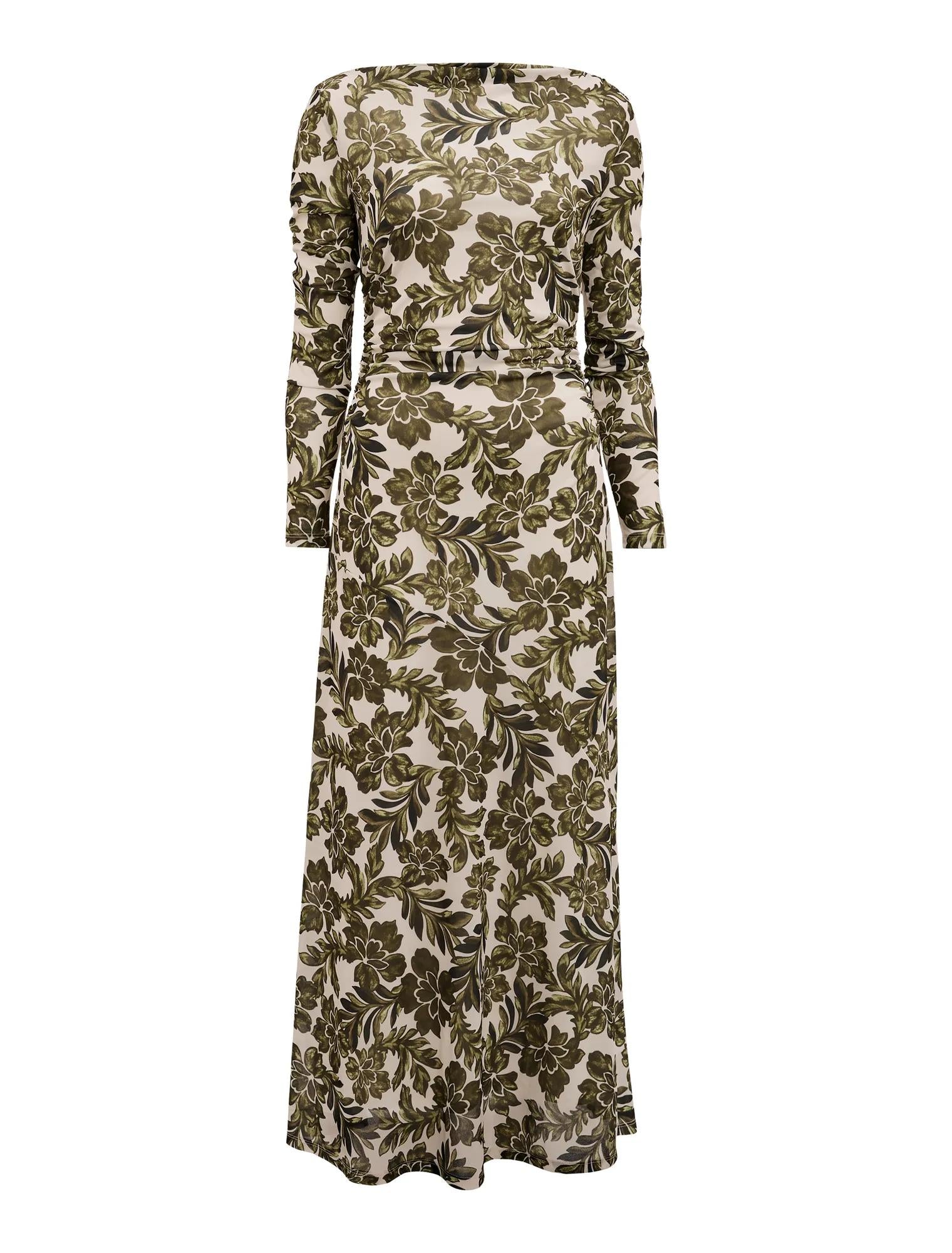 Georgia Long Sleeve Mesh Midi Dress Dark Rei Floral