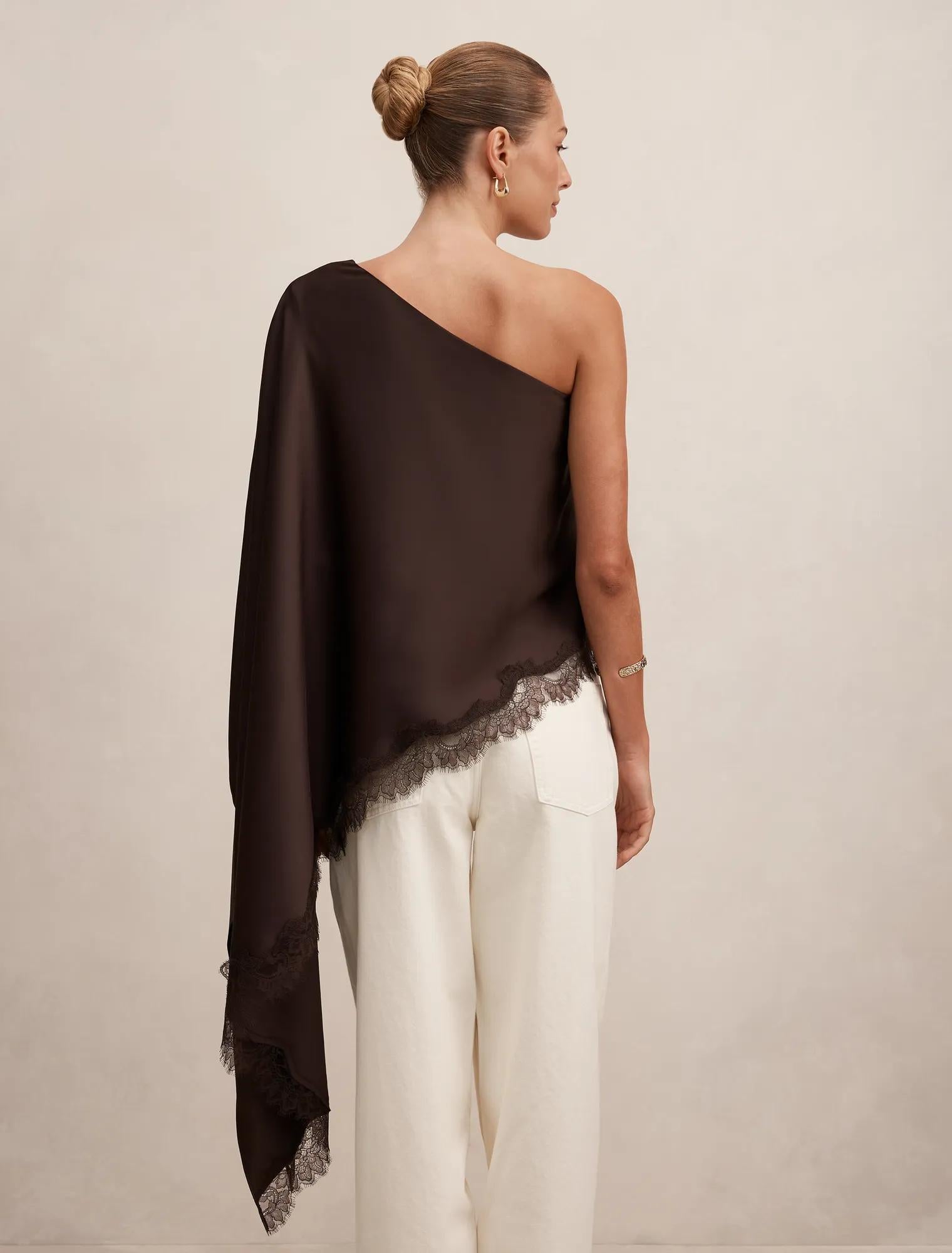 Alanna Asymmetrical Top Chocolate