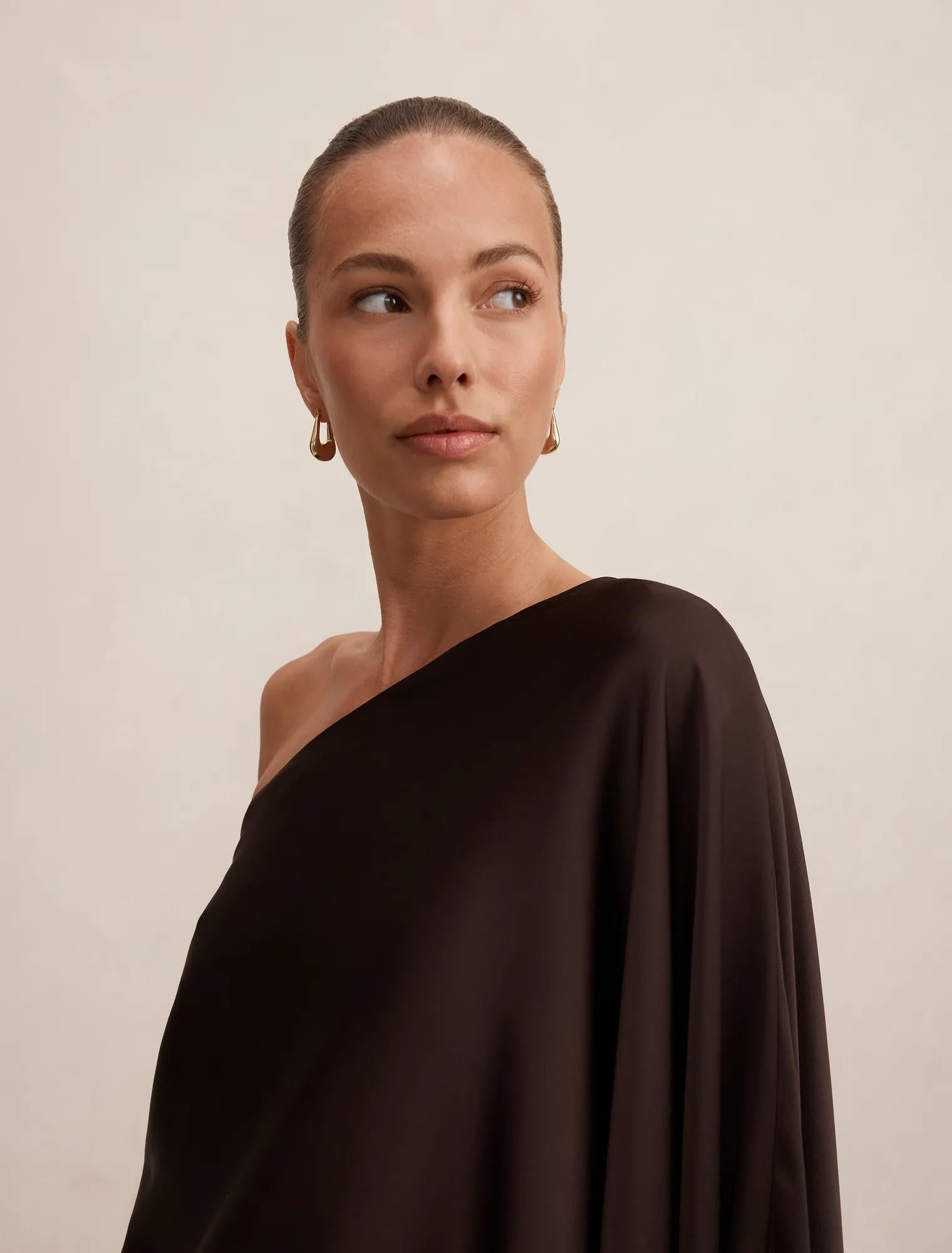 Alanna Asymmetrical Top Chocolate