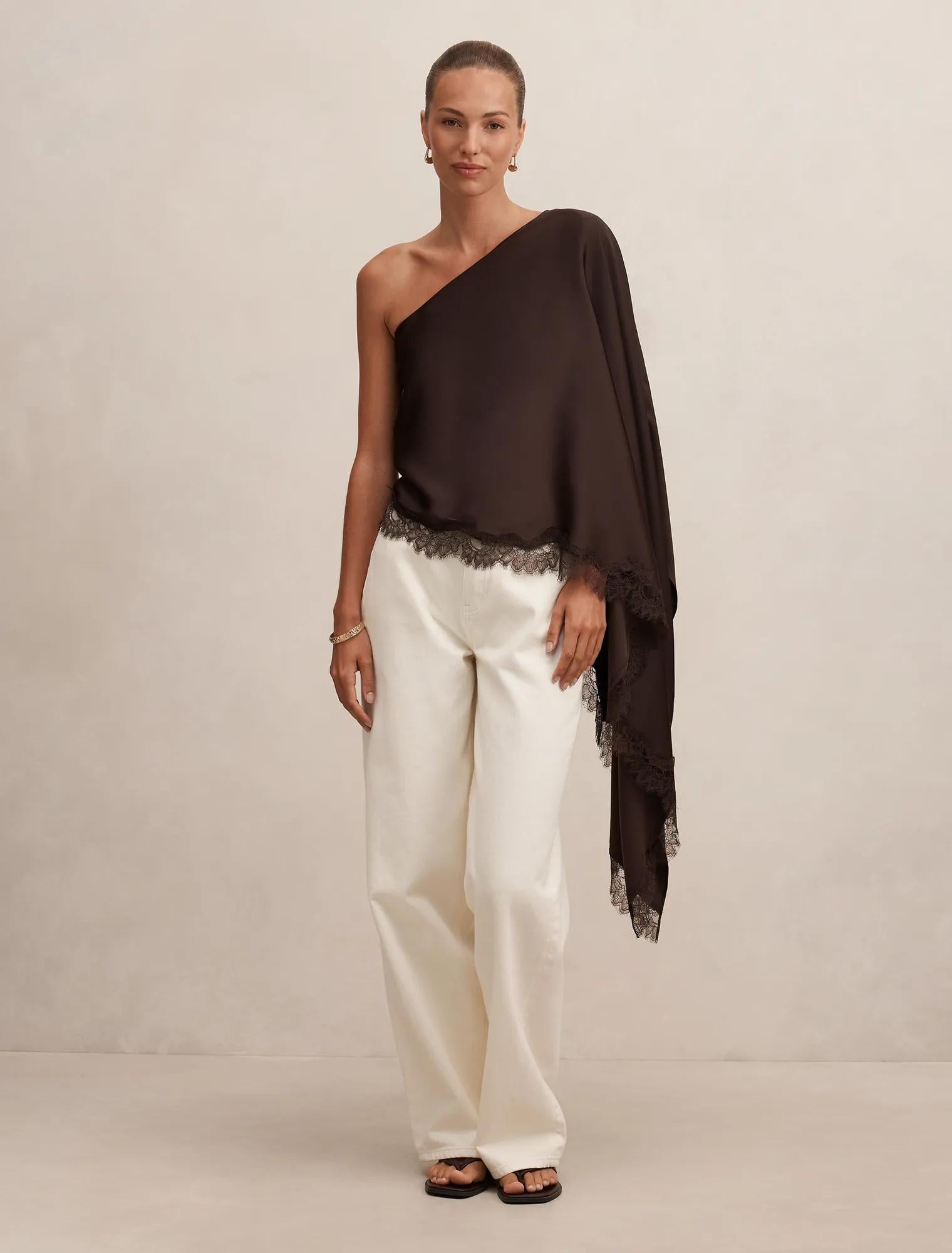 Alanna Asymmetrical Top Chocolate