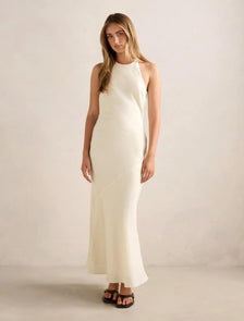 Primmy Halter Neck Linen Maxi Dress Whipped Butter