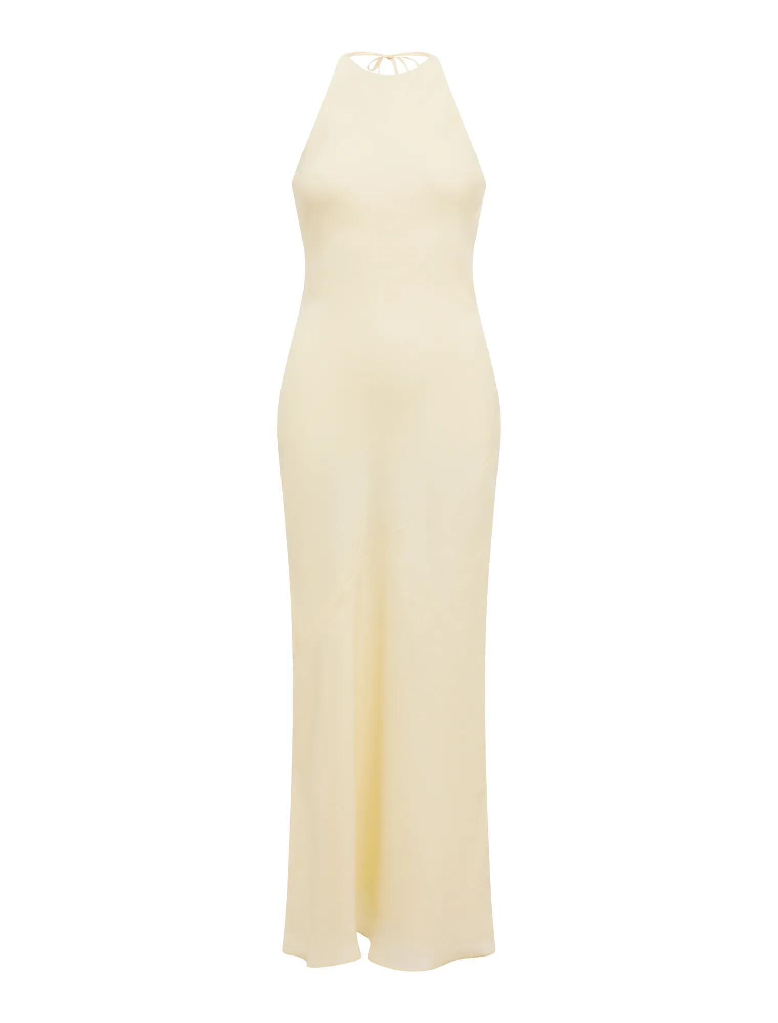 Primmy Halter Neck Linen Maxi Dress Whipped Butter_mannequin