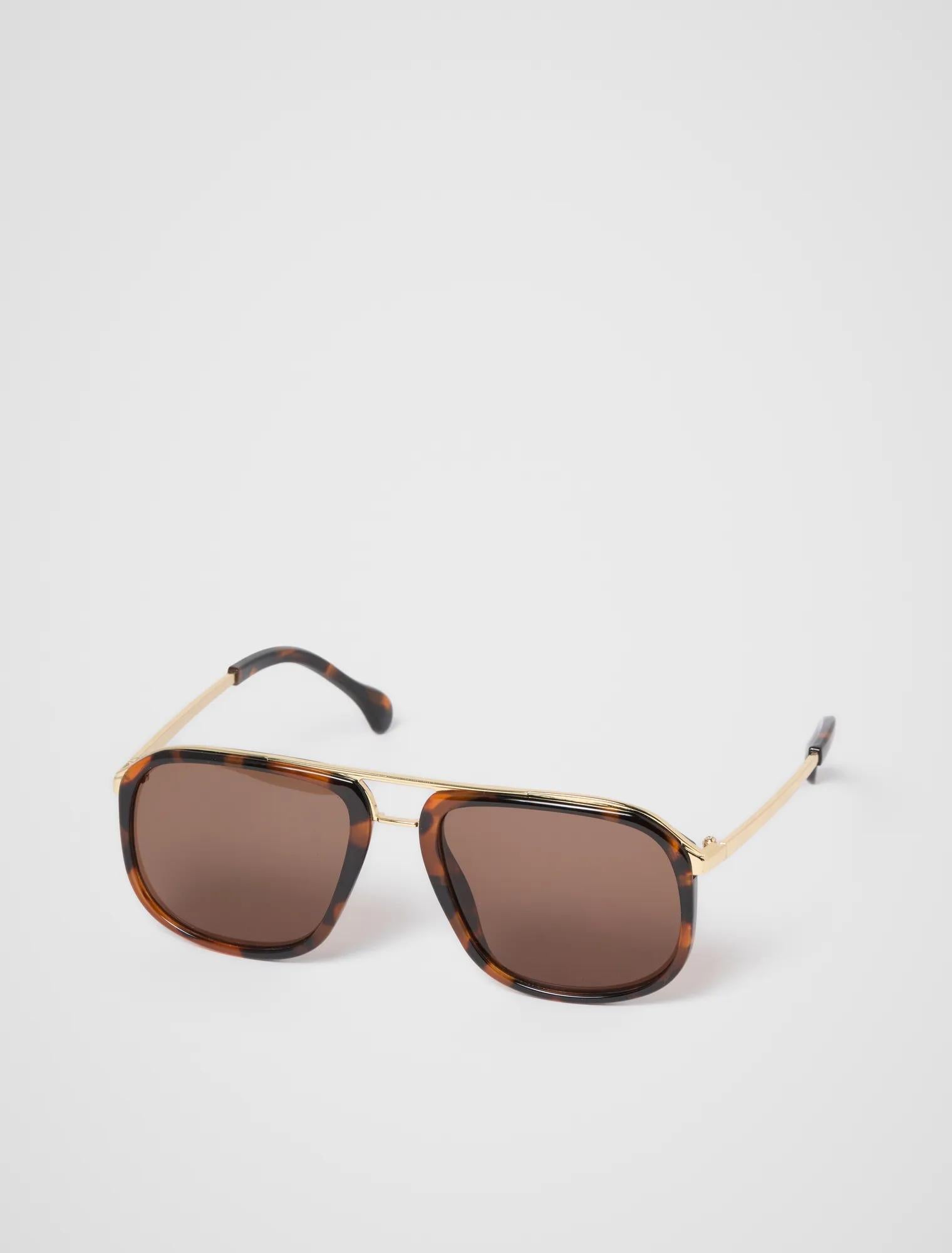 Aubrey Acrylic Aviator Sunglasses Brown Tort_mannequin