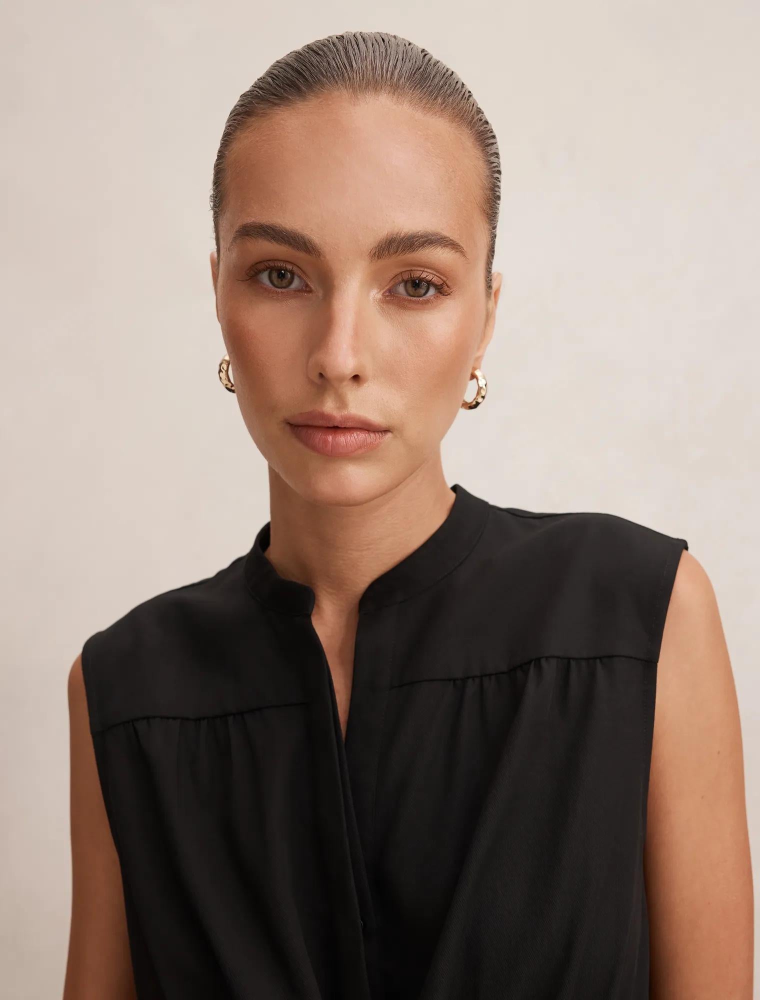 Claire Drawcord Midi Dress  Black
