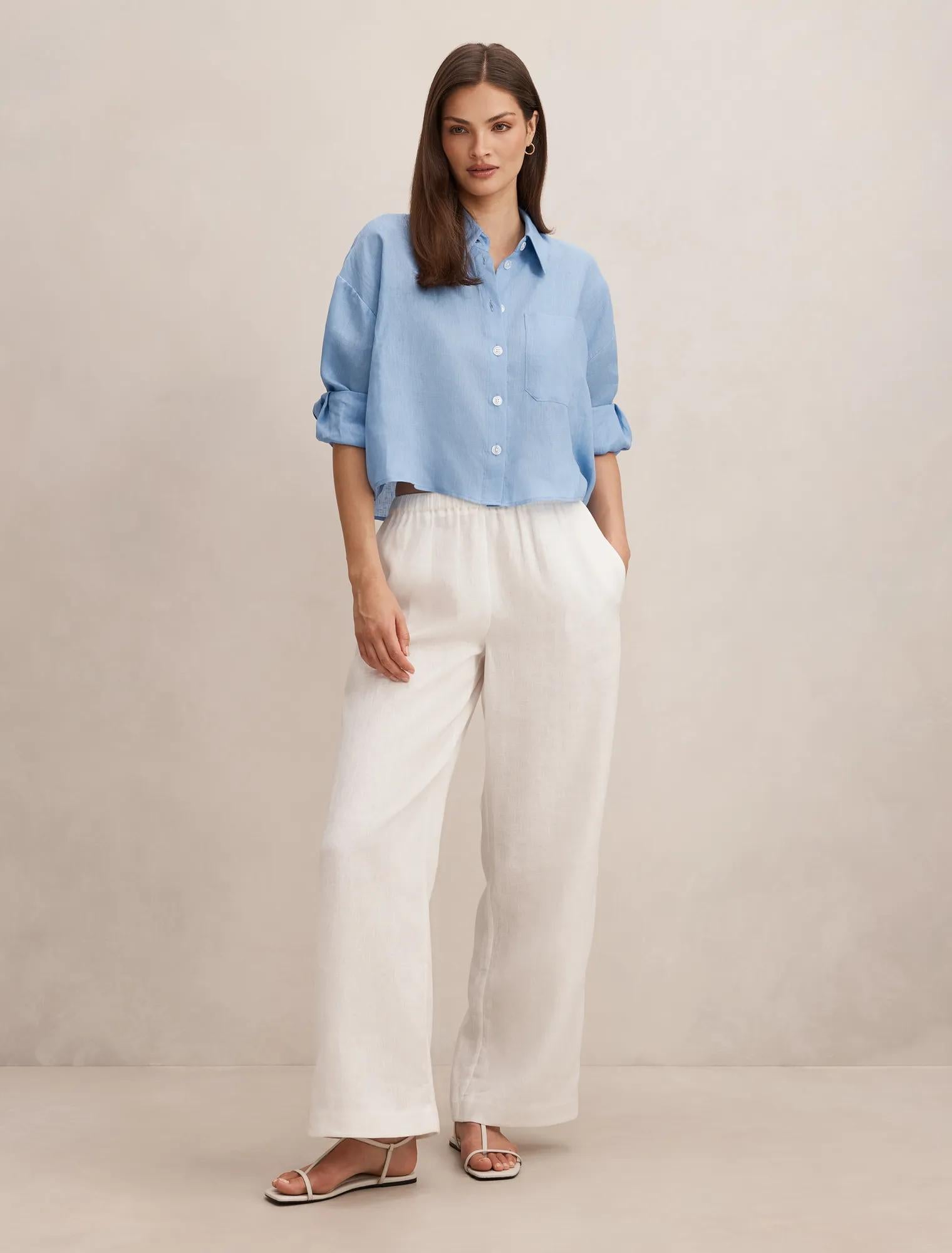 Bowie Cropped Shirt Blue