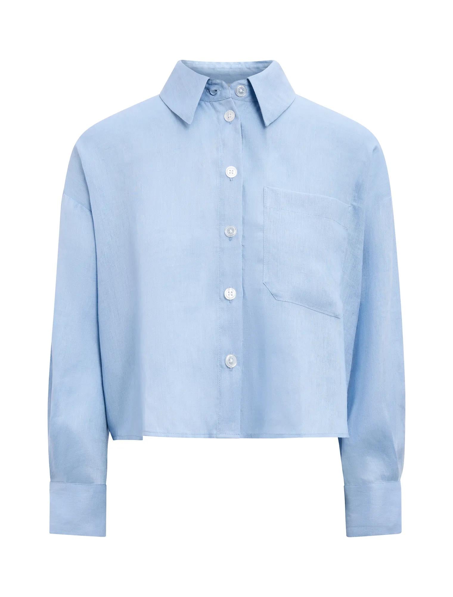Bowie Cropped Shirt Blue_mannequin