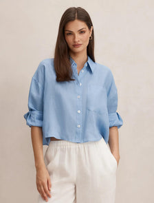 Bowie Cropped Shirt Blue