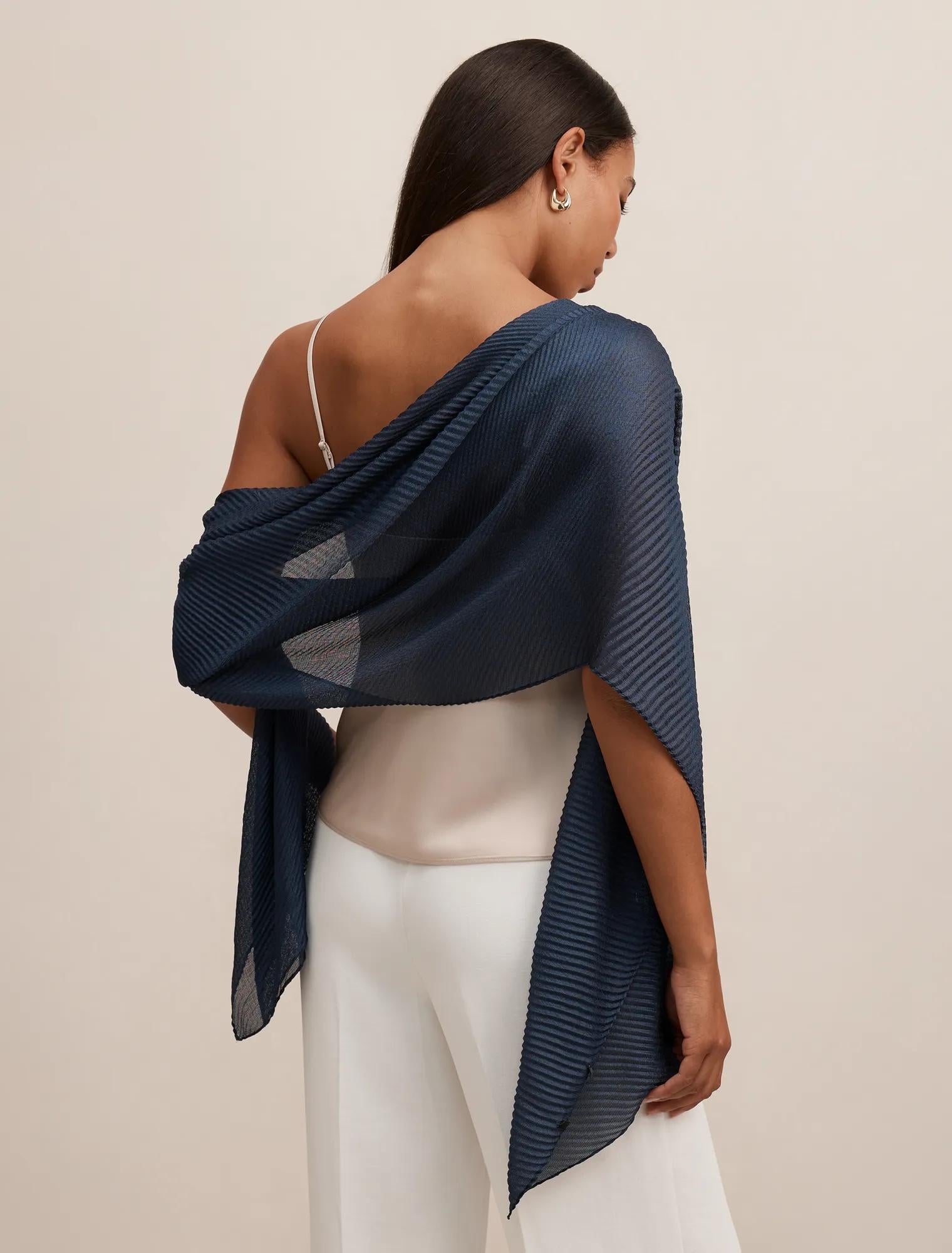 Harriet Pleated Scarf Navy