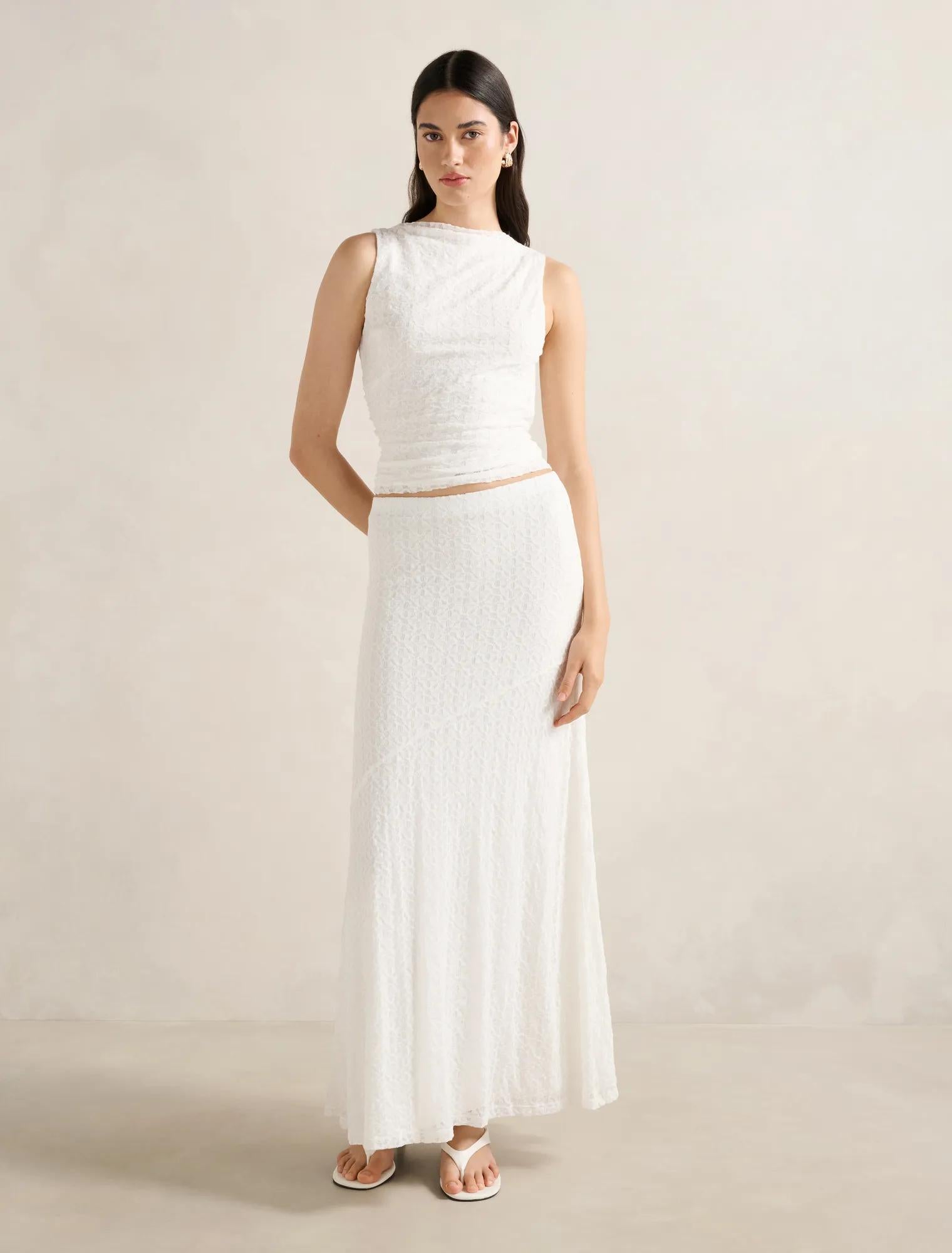 Tahlia Lace Maxi Skirt Porcelain Co-Ord