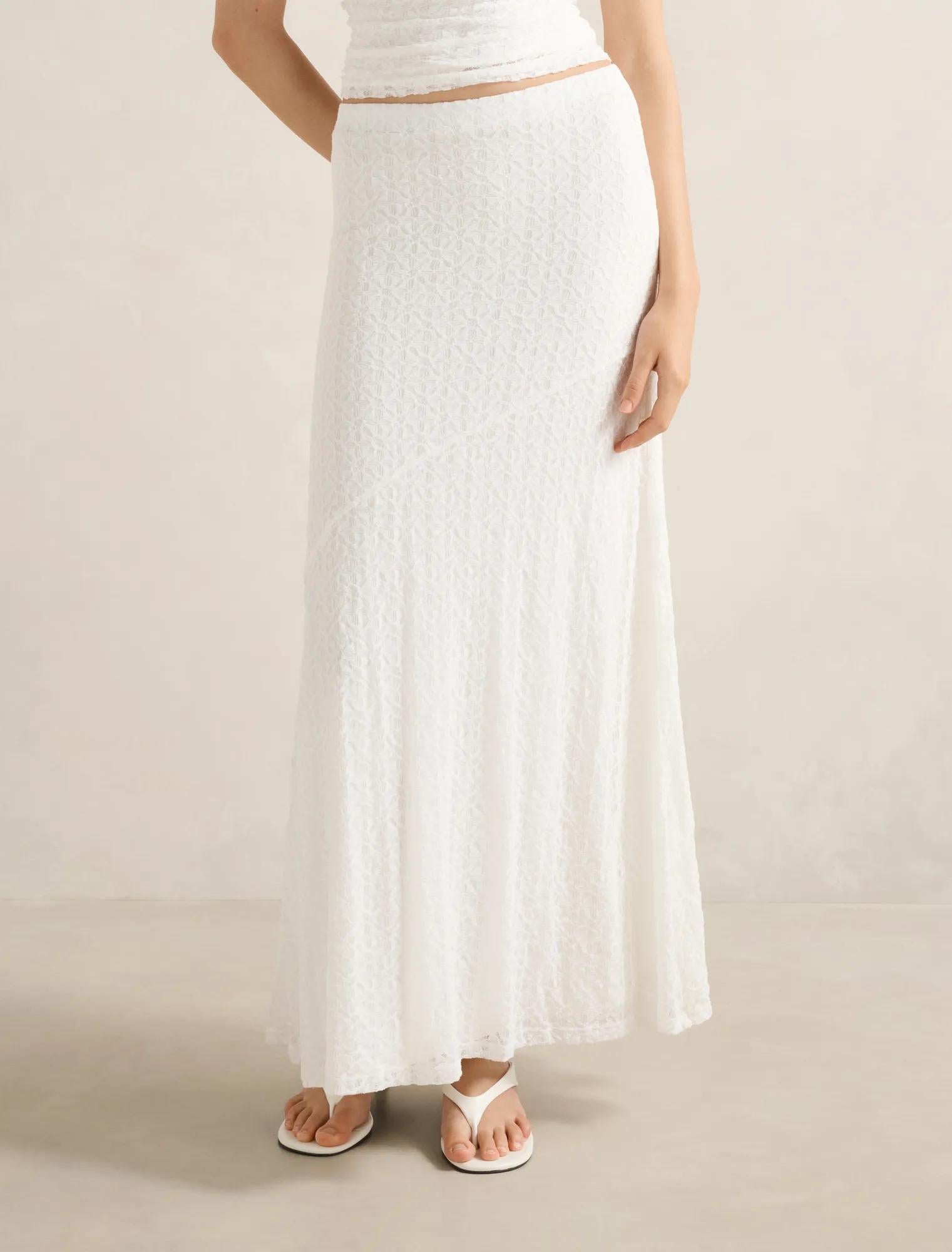 Tahlia Lace Maxi Skirt Porcelain Co-Ord