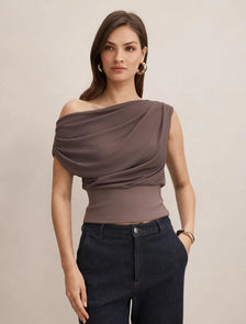 Kenna Tipped Mesh Top Plum Truffle