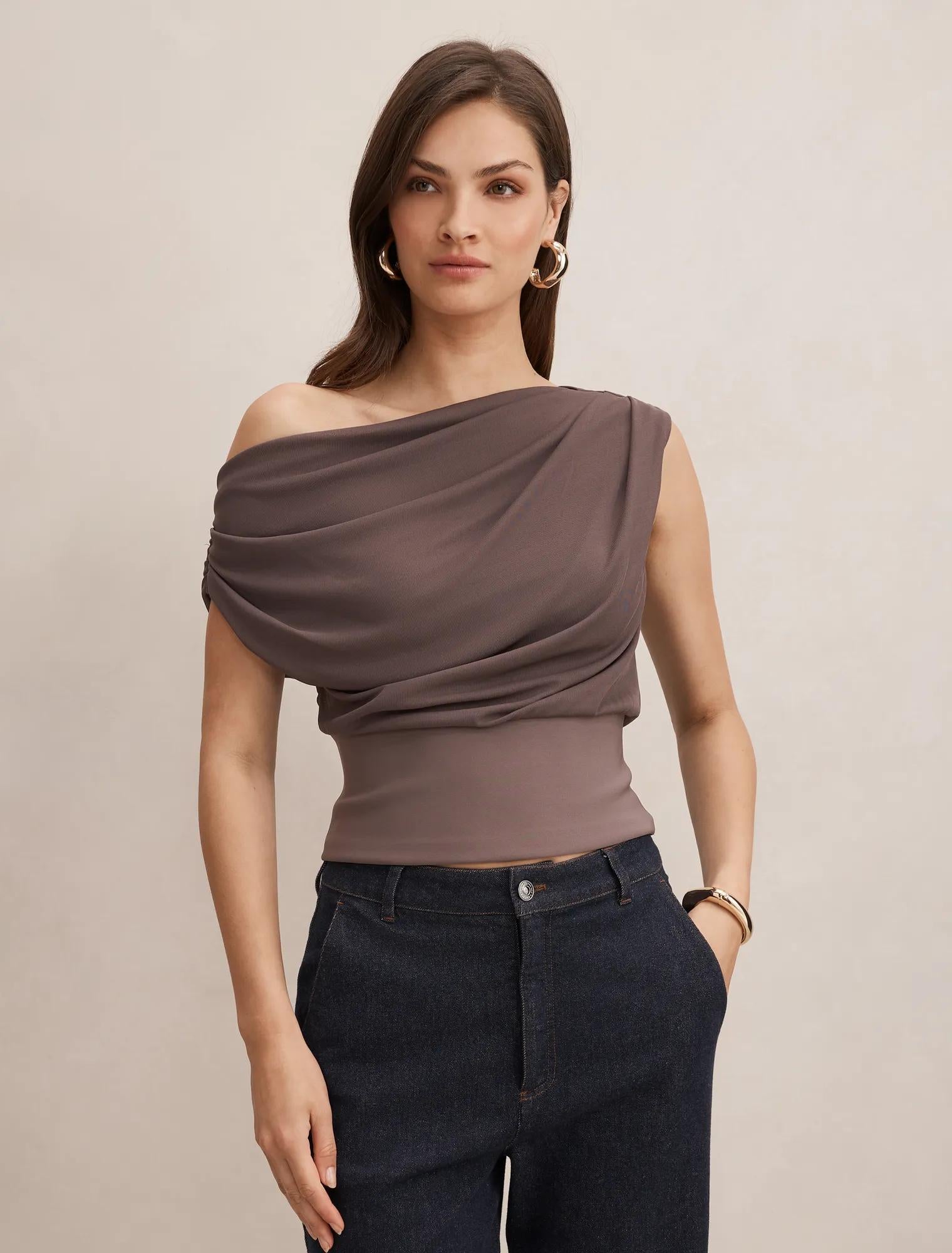Kenna Tipped Mesh Top Plum Truffle