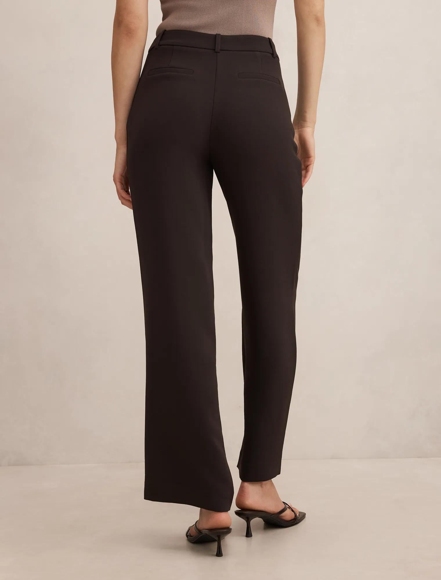 Daphne Mid Waist Straight Leg Pants Chocolate Suit