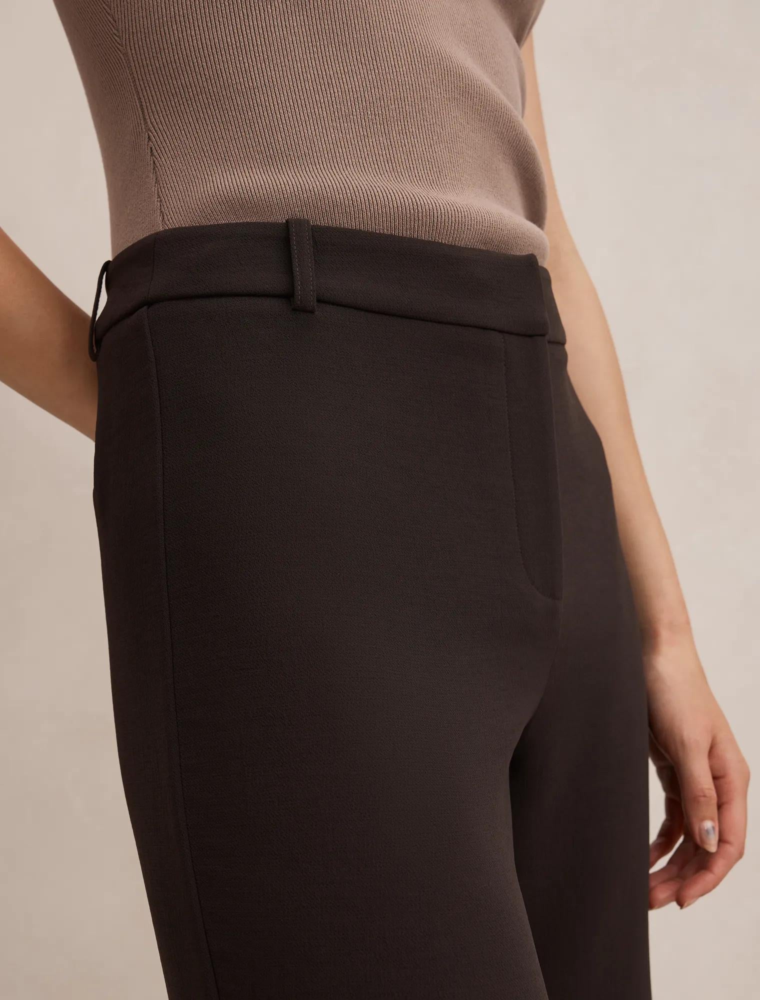 Daphne Mid Waist Straight Leg Pants Chocolate Suit