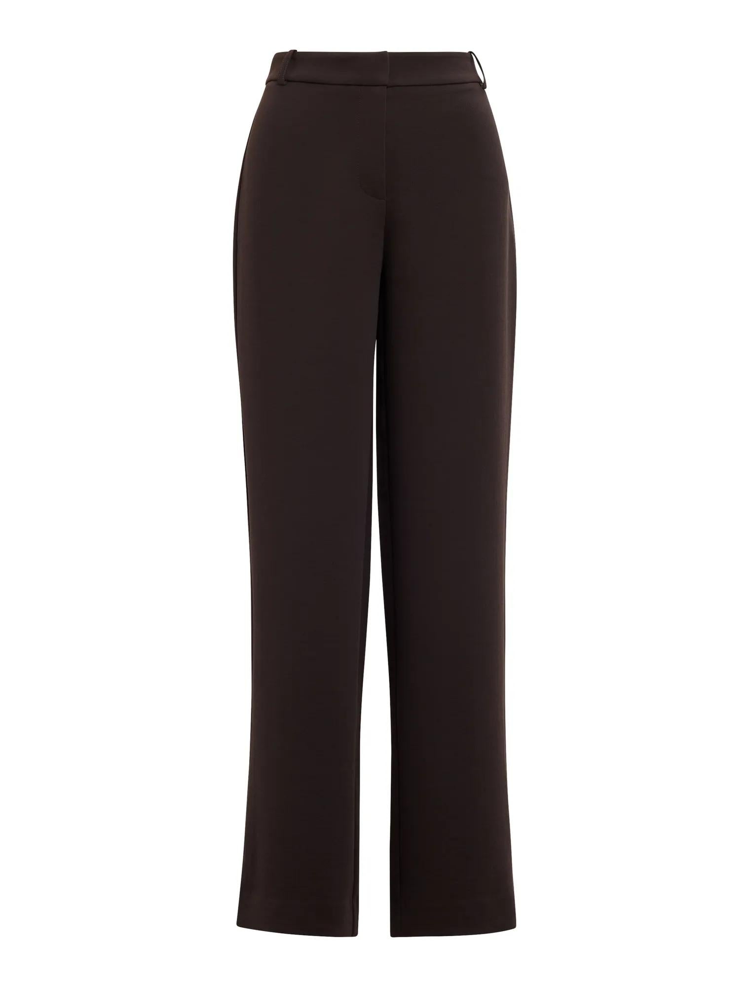 Daphne Mid Waist Straight Leg Pants Chocolate Suit_mannequin