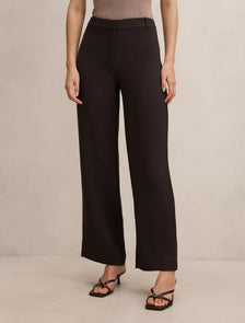 Daphne Mid Waist Straight Leg Pants Chocolate Suit