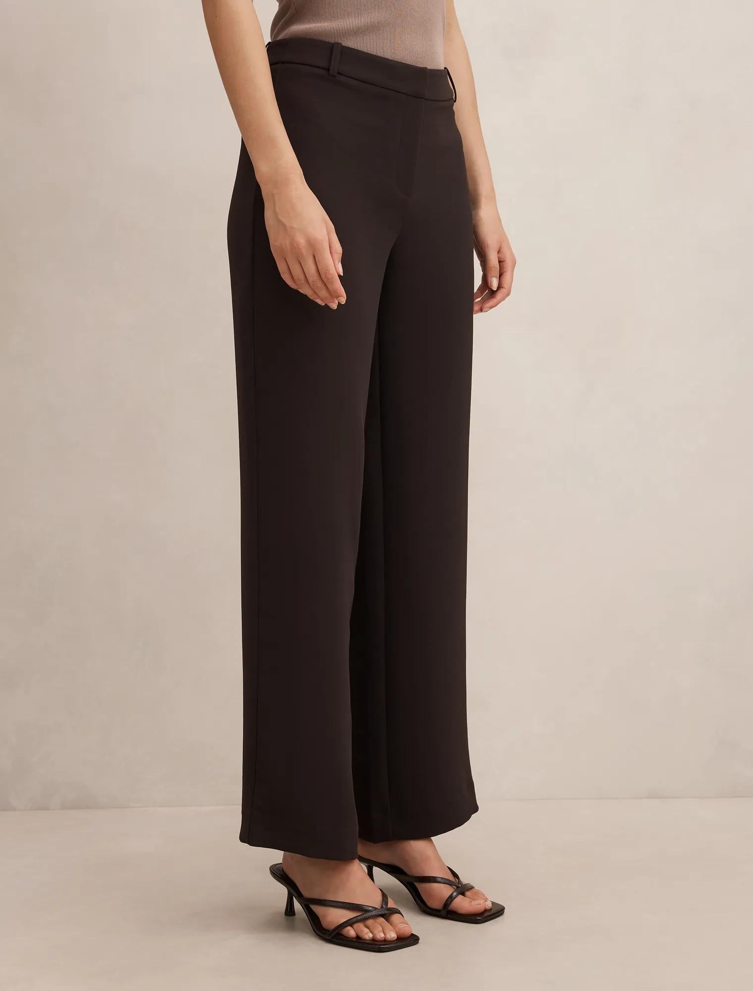 Daphne Mid Waist Straight Leg Pants Chocolate Suit