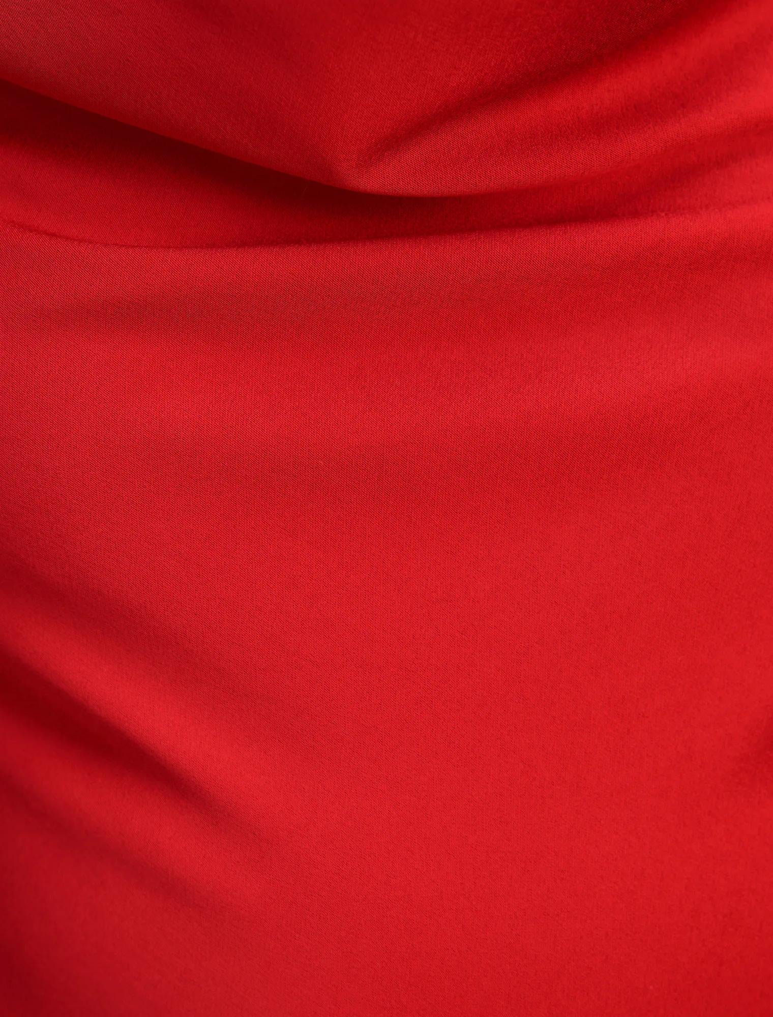 Amery 3D Floral Satin Maxi Dress True Red