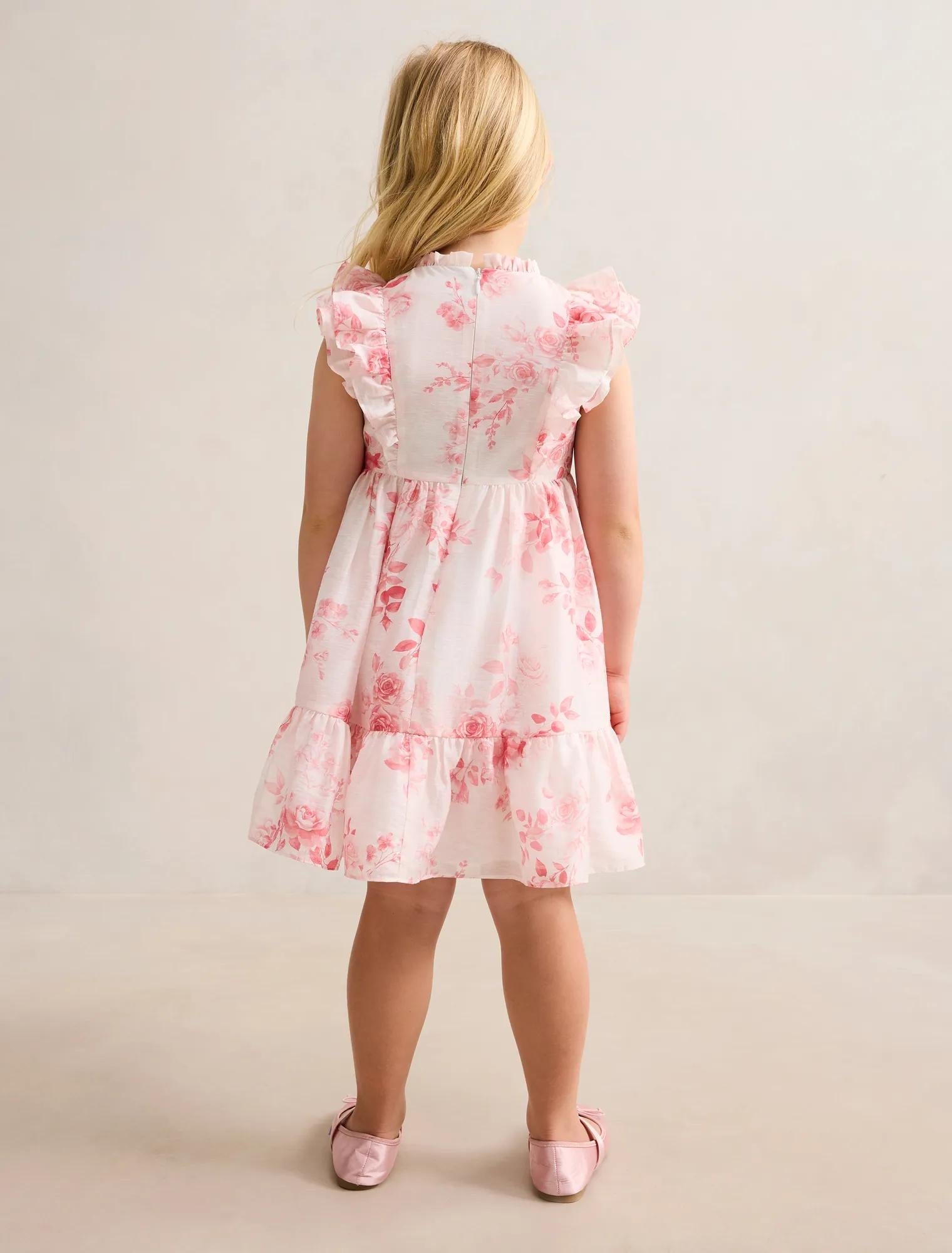 Evelyn Girls Flutter Sleeve Dress Rosina Floral