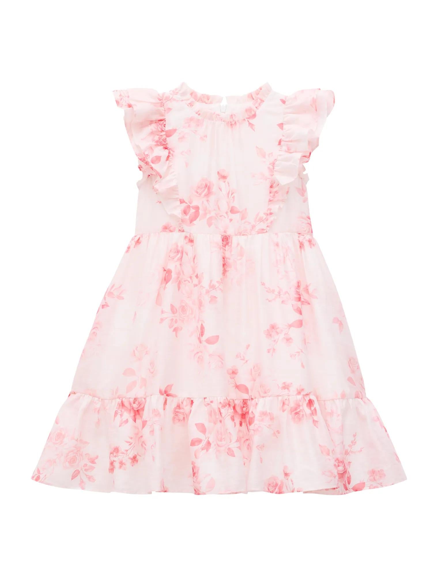 Evelyn Girls Flutter Sleeve Dress Rosina Floral