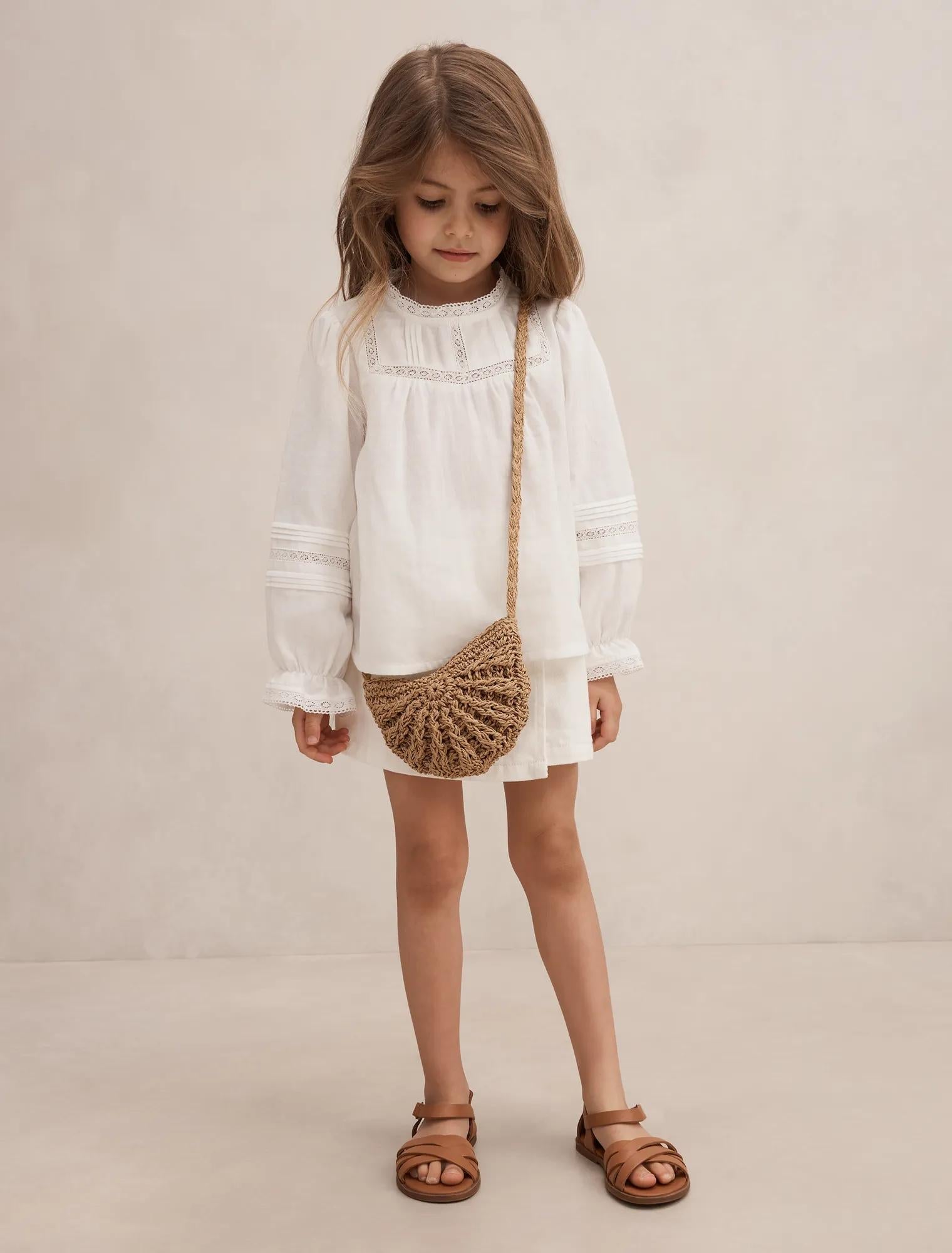 Ruby Girls Denim Wrap Skort White Cloud