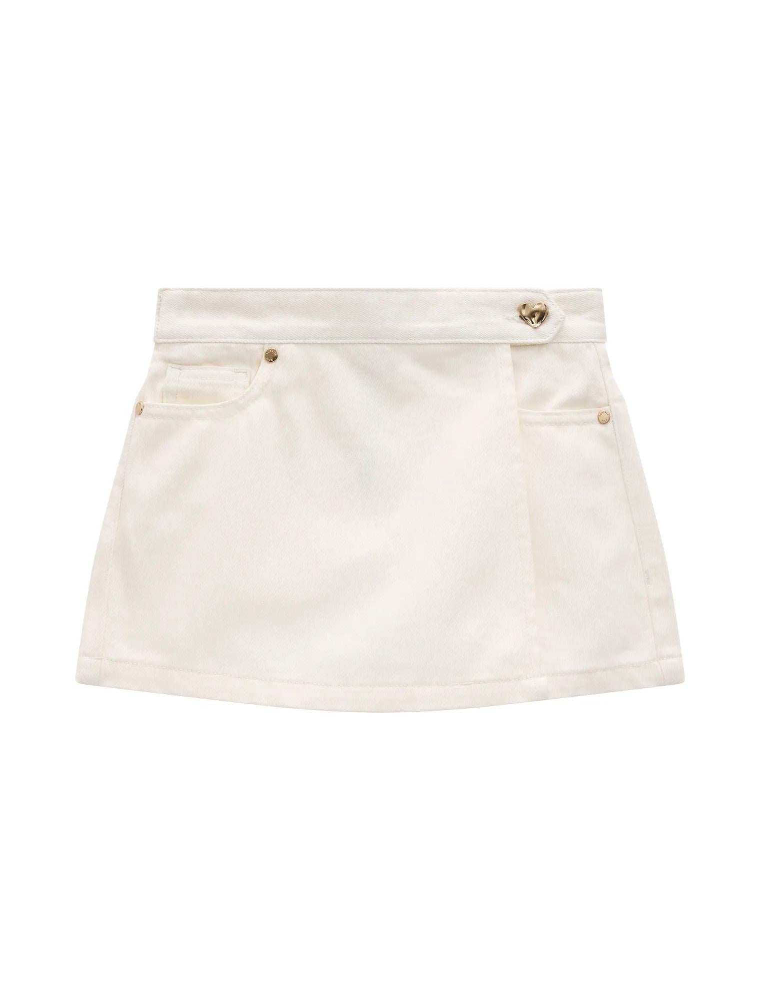 Ruby Girls Denim Wrap Skort White Cloud