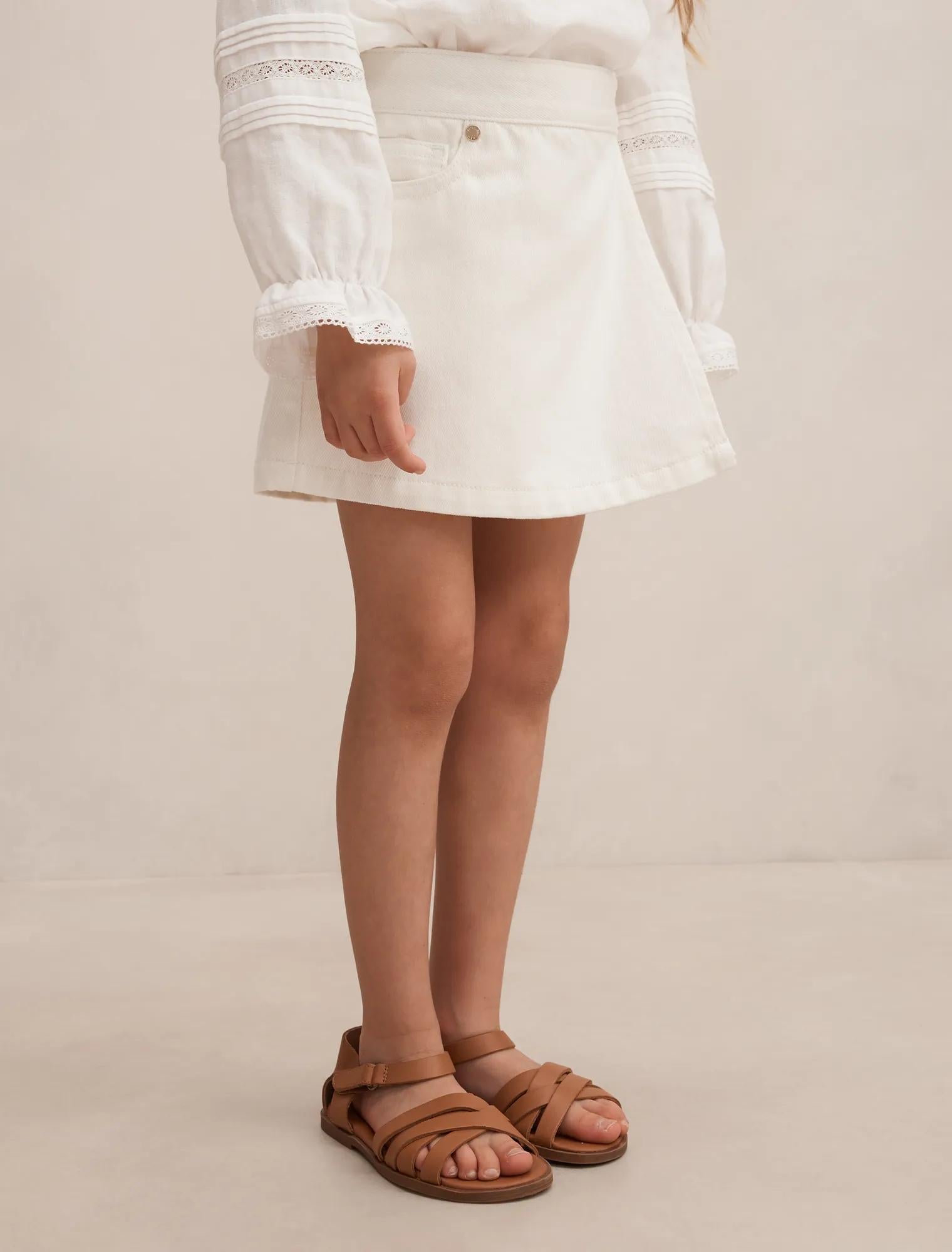 Ruby Girls Denim Wrap Skort White Cloud