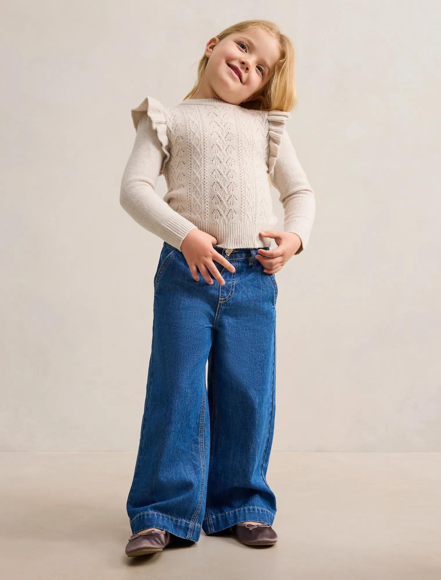 Gemma Girls Elasticated Jeans Classic Blue Wash